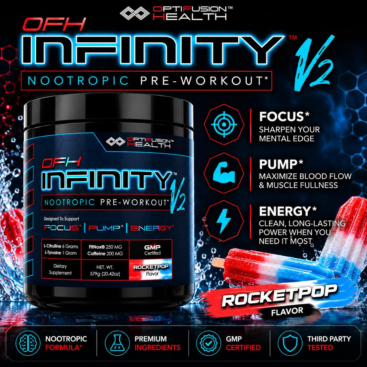 OPTIFUSIONHEALTH OFH Infinity Nootropic Pre Workout Powder 20