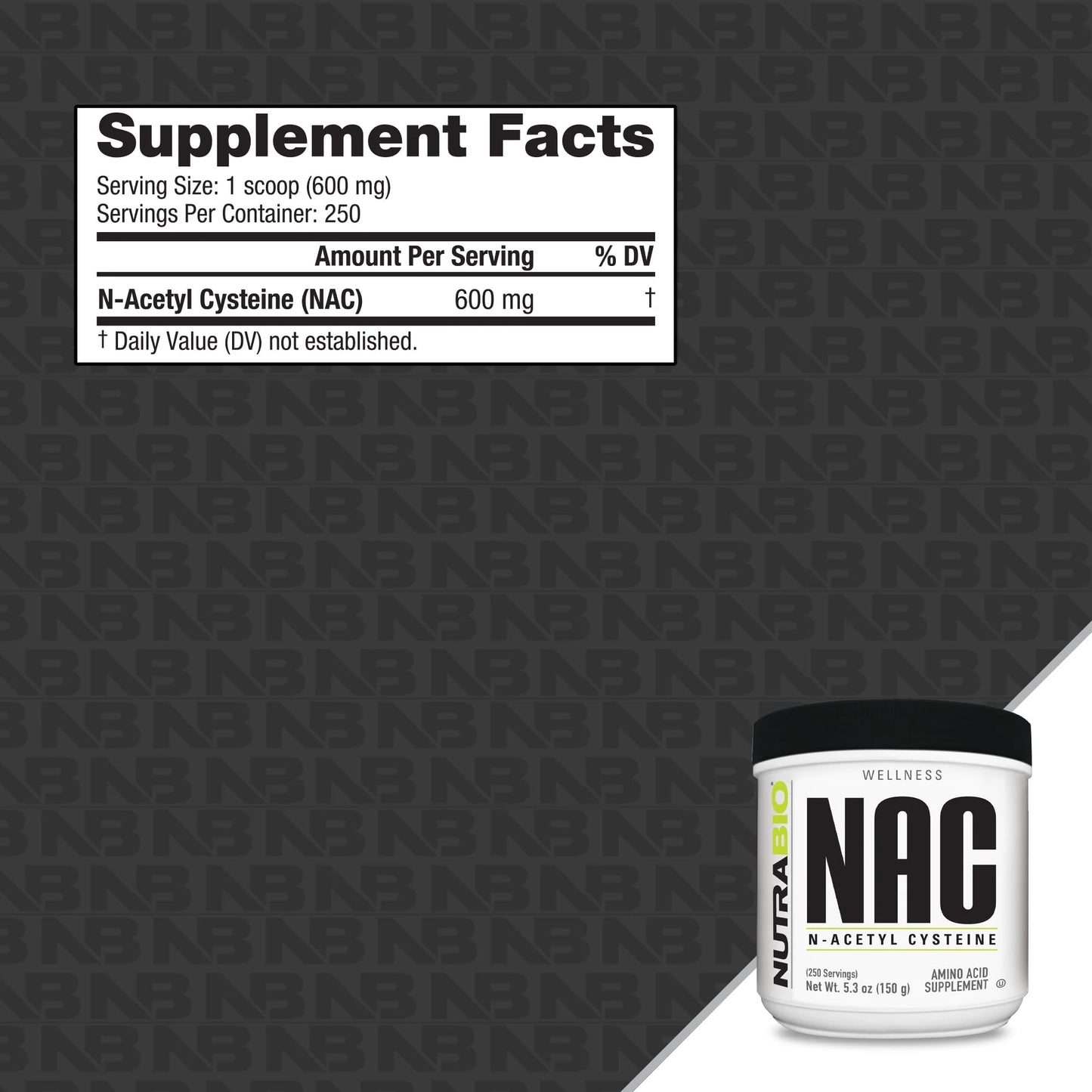 NutraBio N-Acetyl Cysteine Supplement (NAC) Powder, 5.3 Ounce