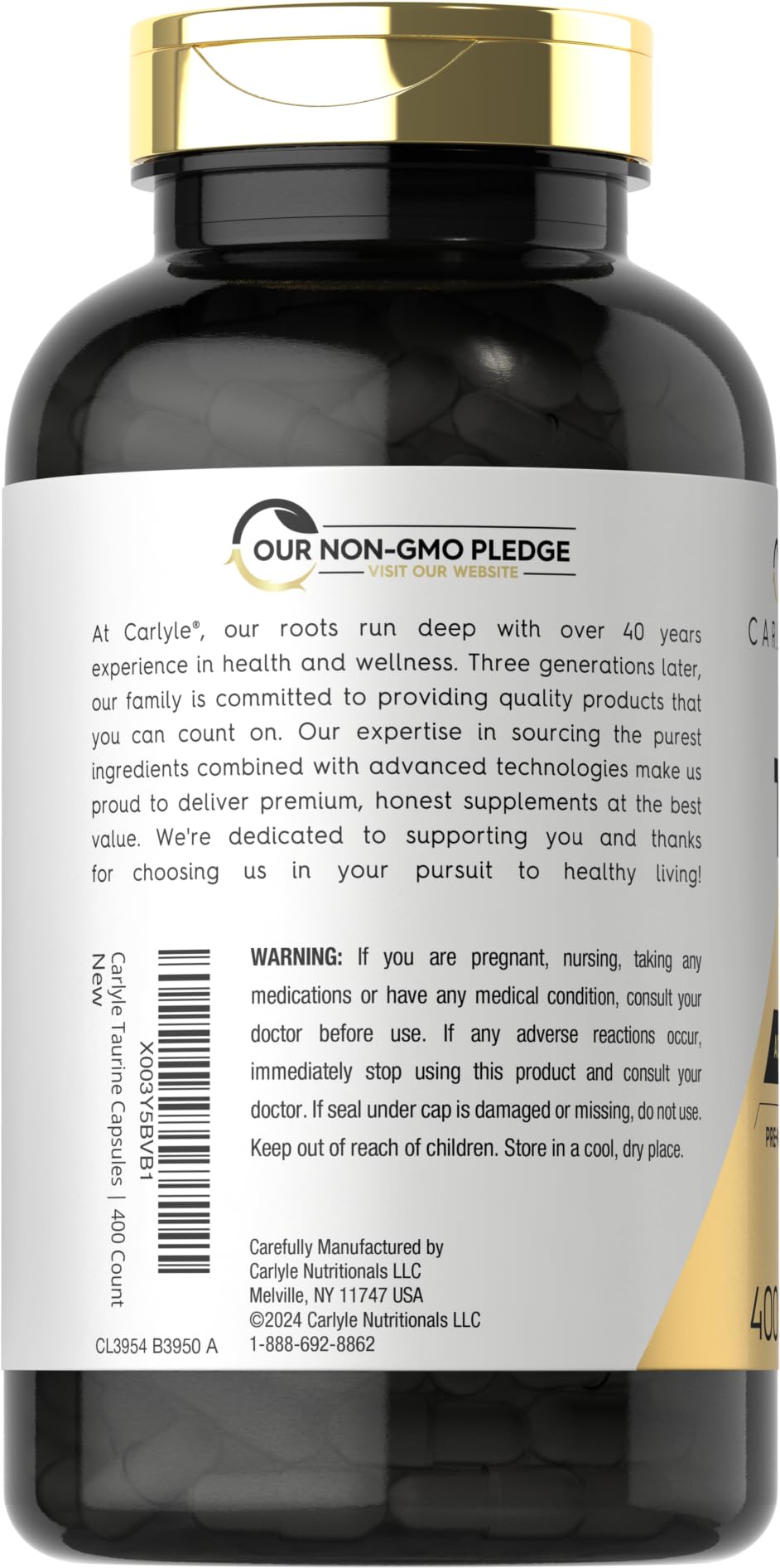 Carlyle Taurine 1000mg Capsules, 400 Capsules