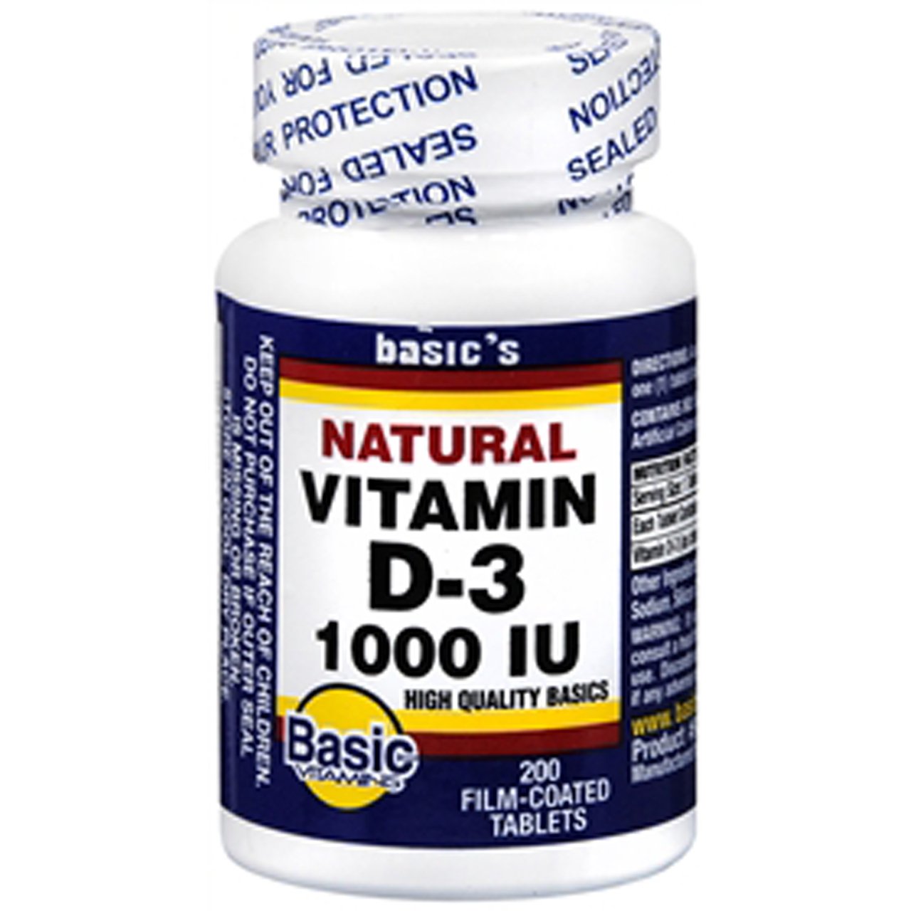BASIC VITAMINS Vitamin D-3 1000 IU Tablets 200 ct