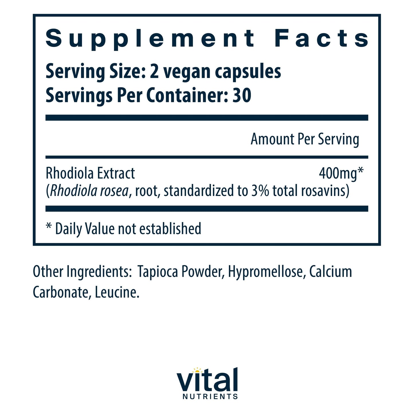 Vital Nutrients Rhodiola Rosea 60 Capsules