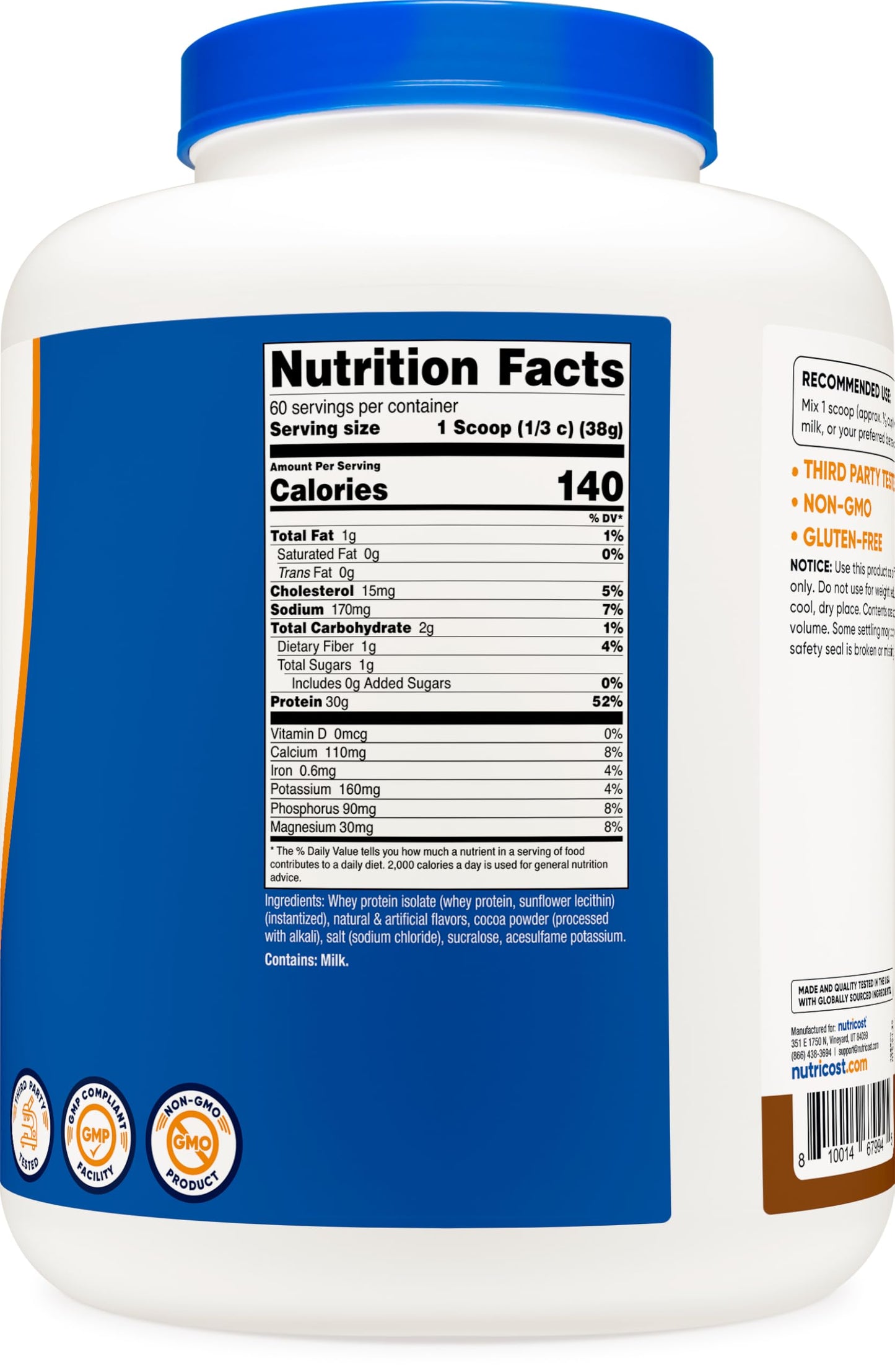 Nutricost Whey Protein Isolate Powder (Mocha), 80 Servings