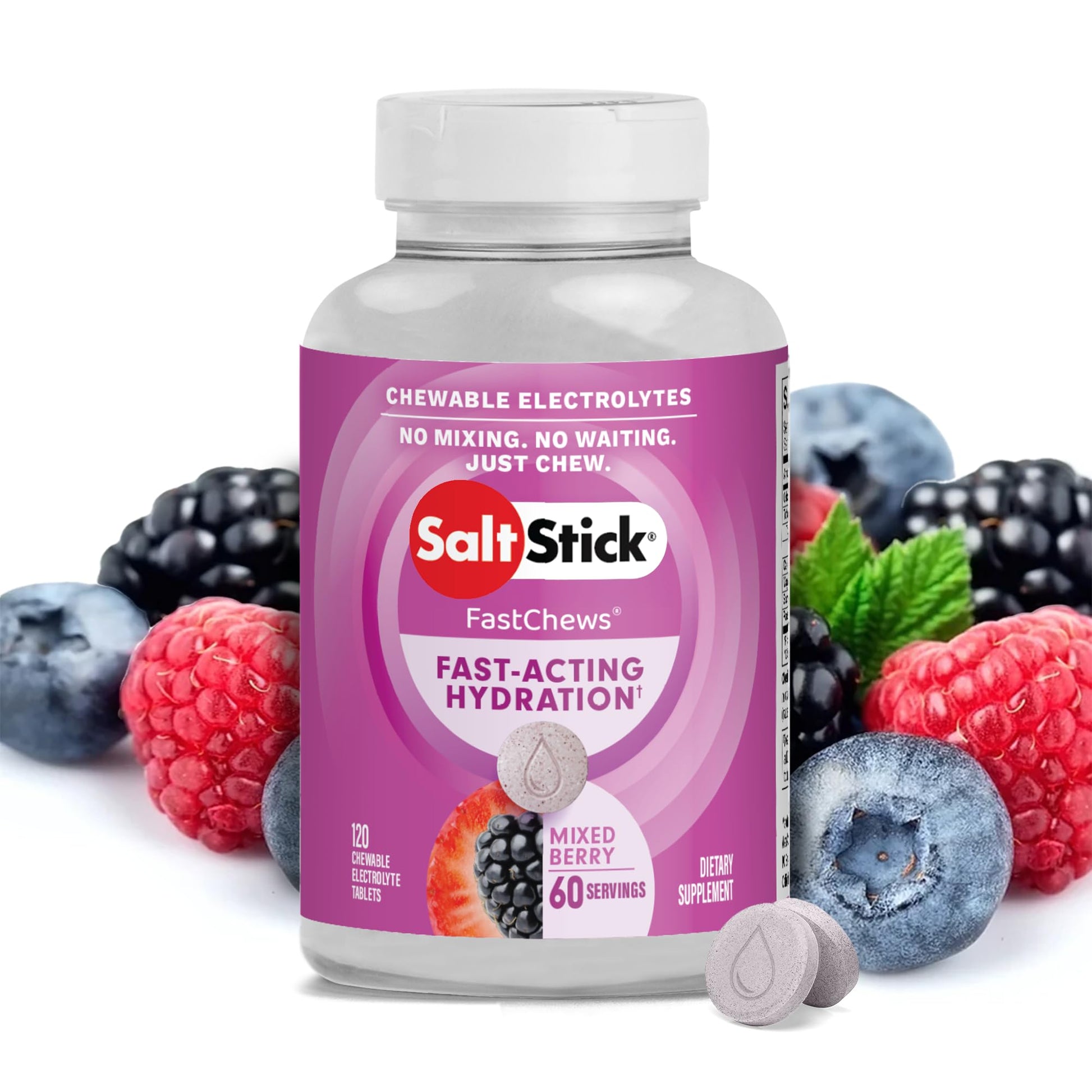 SaltStick Electrolyte FastChews Chewable Tablets, 120 Count