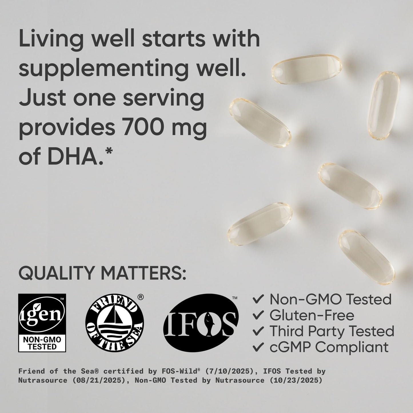 Sports Research DHA Omega-3 Fish Oil 700 mg Softgels 90 Count