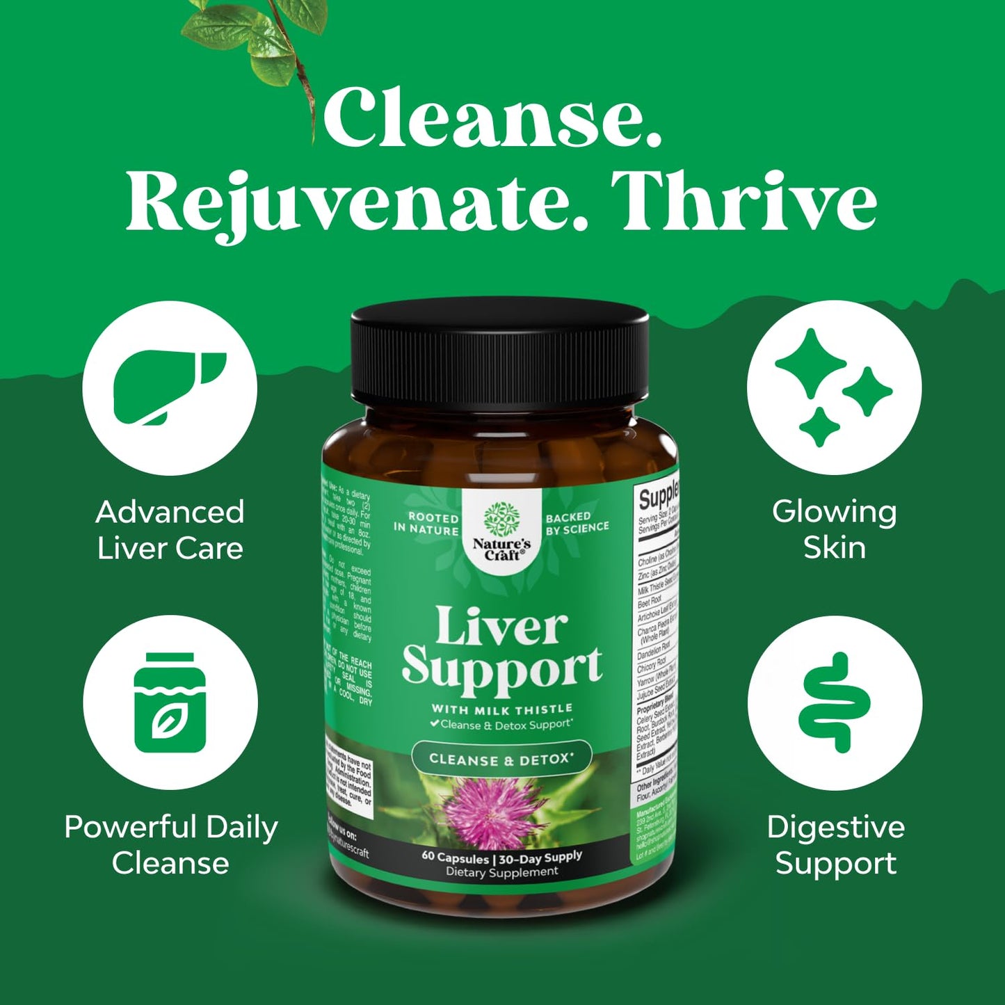 Natures Craft Milk Thistle Liver Support Supplement Capsule 60 Count