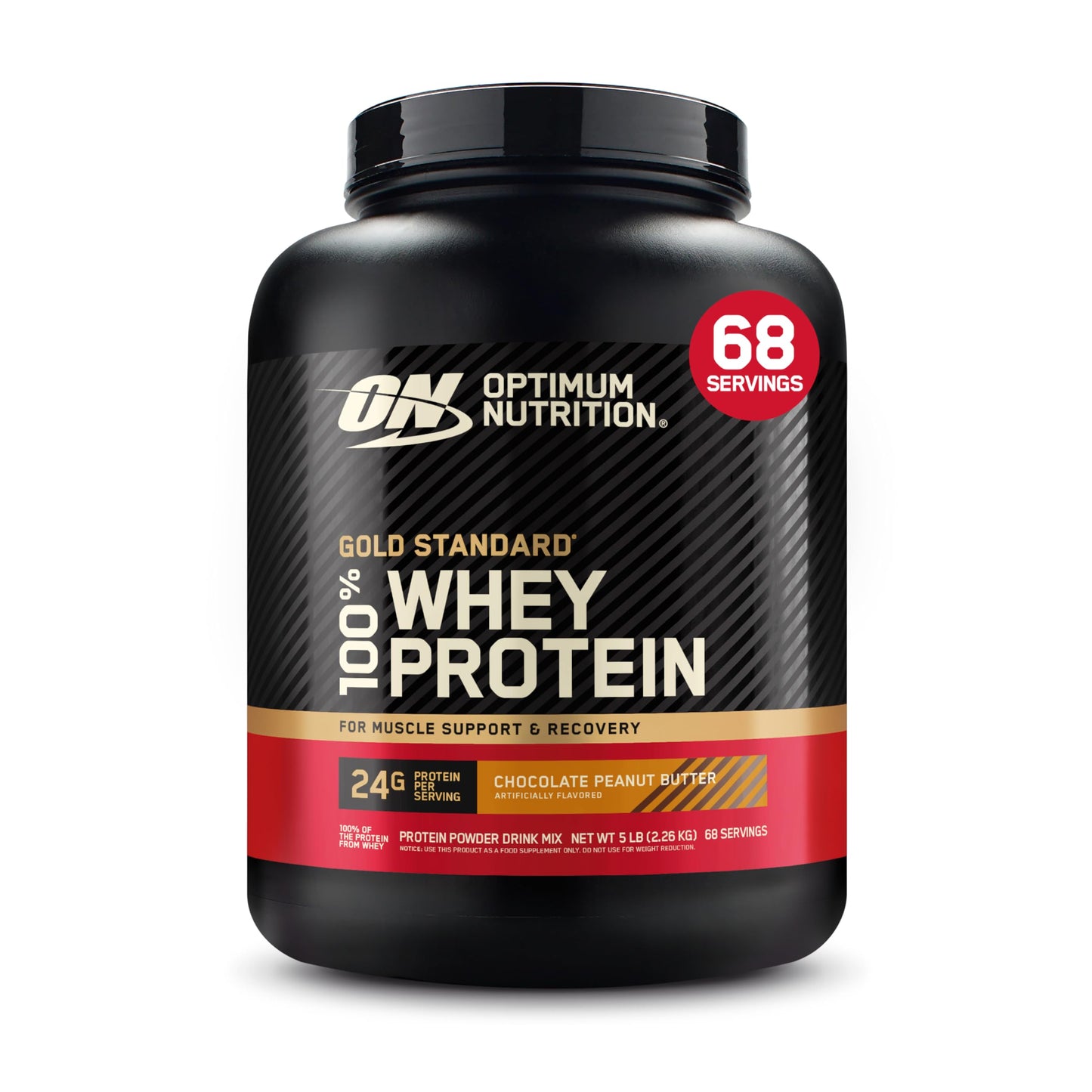 Optimum Nutrition Gold Standard 100% Whey Protein Powder Chocolate Peanut Butter 80 Servings