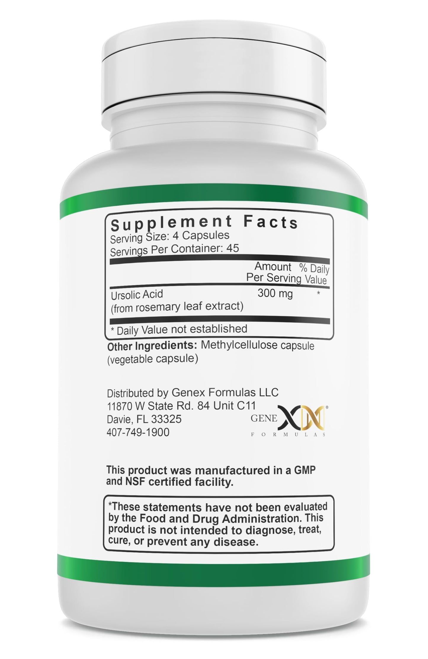 Genex Formulas Ursolic Acid 300mg Capsule, 540 Capsules