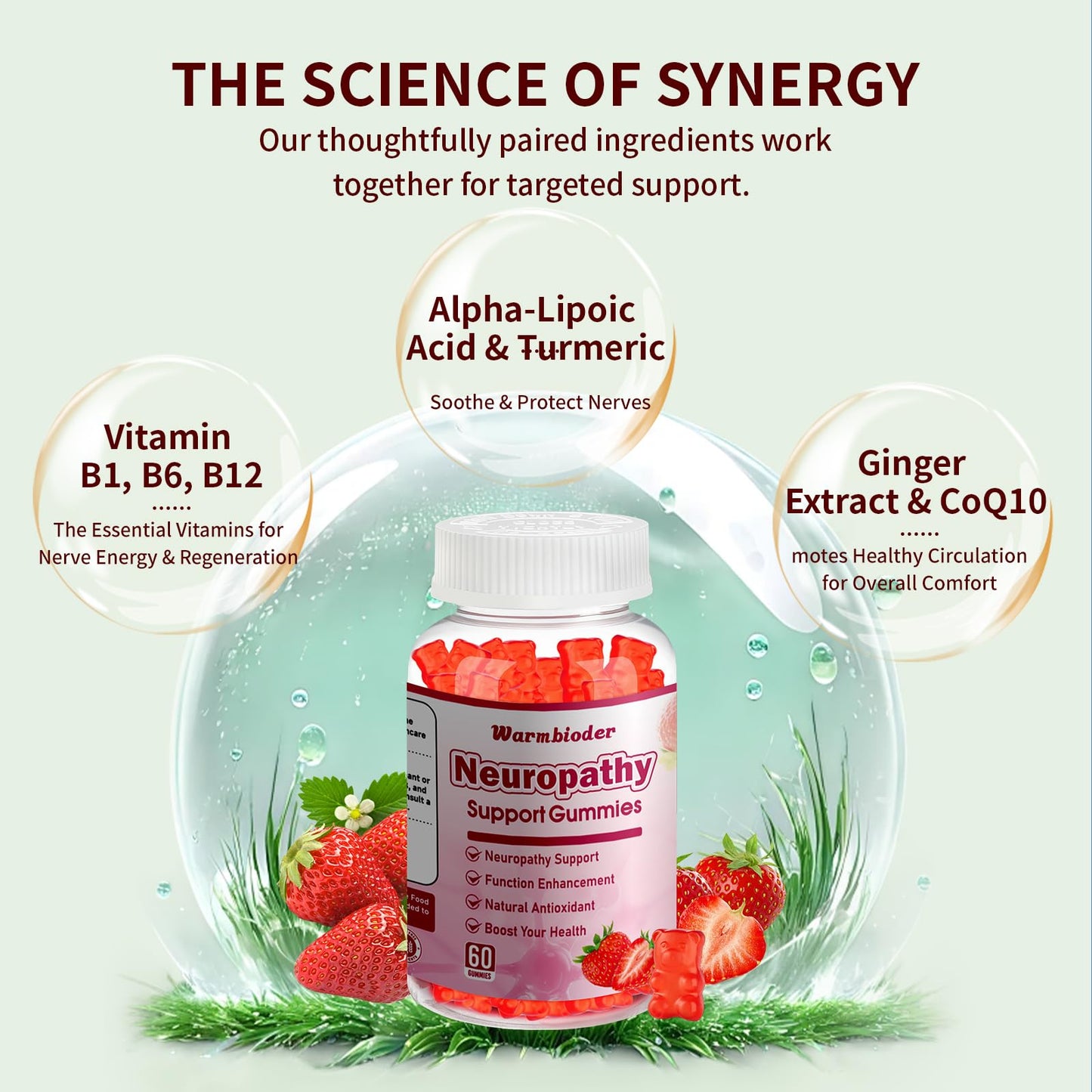 Warmbioder Sugar Free Neuropathy Support Gummies, 60 Count