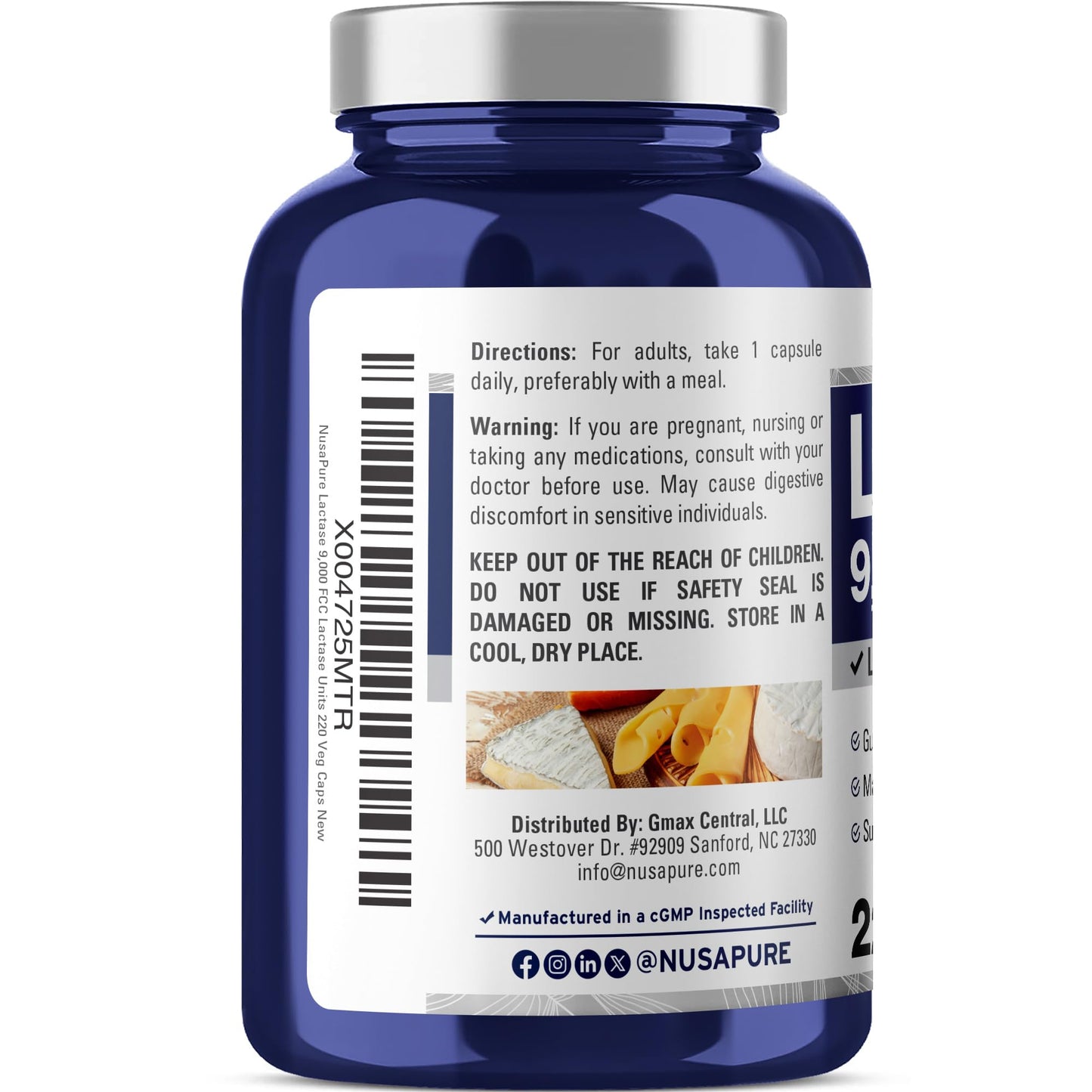 NusaPure Lactase Enzyme 9000 FCC Capsule, 220 Count