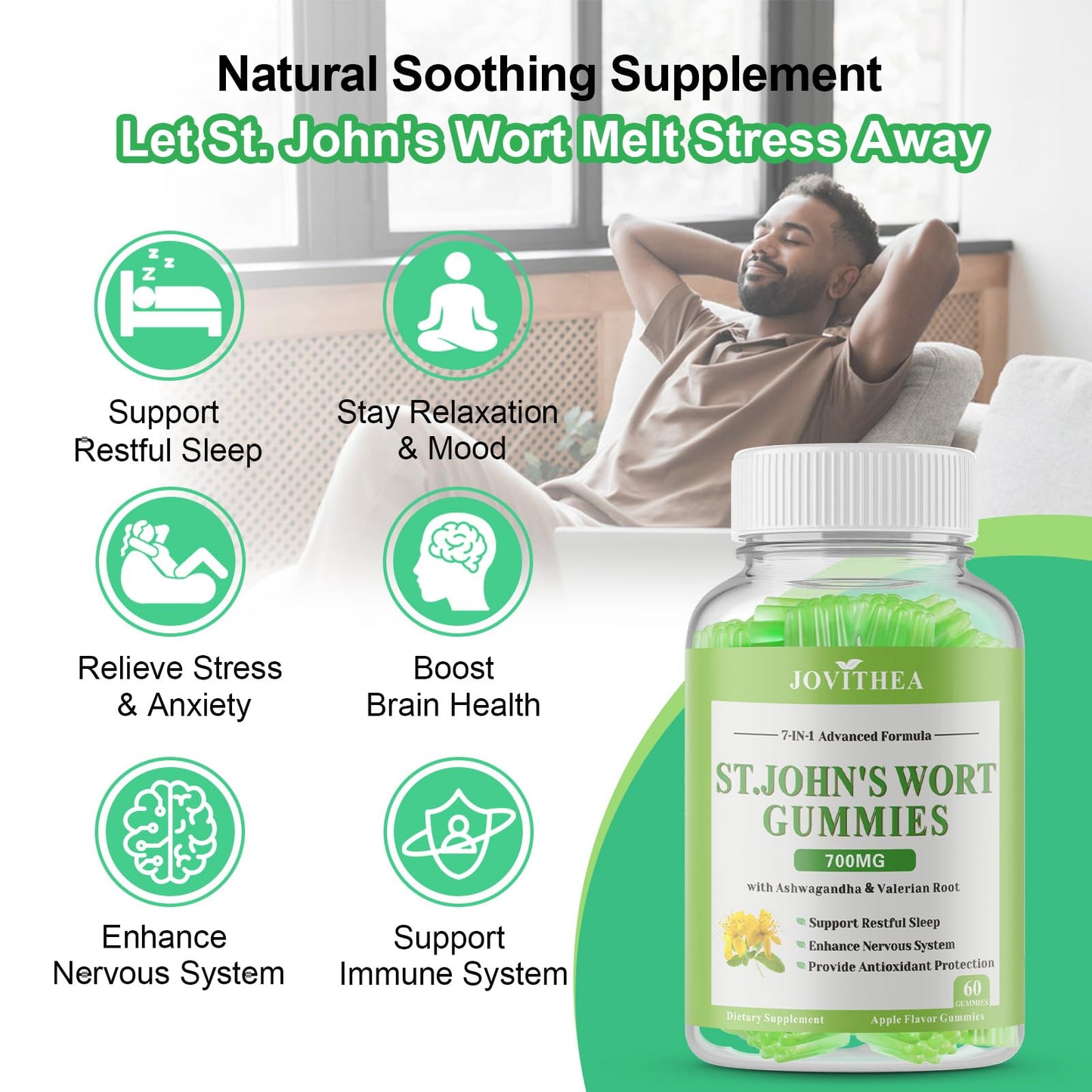 JOVITHEA St John's Wort Gummies 700mg 120 Count