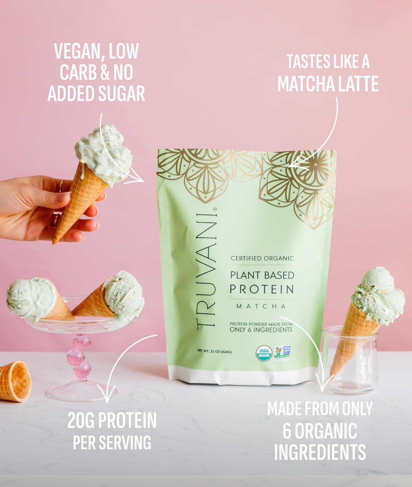 Truvani Vegan Pea Protein Powder, 20 Servings