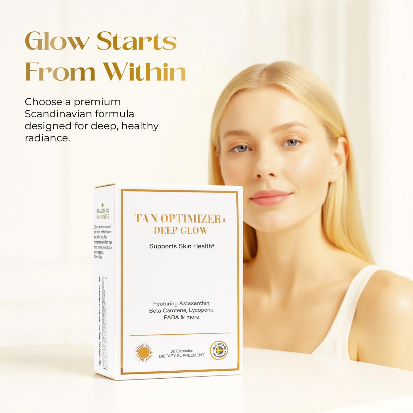 The Swedish Diet Tan Optimizer Deep Glow Astaxanthin Capsules 30
