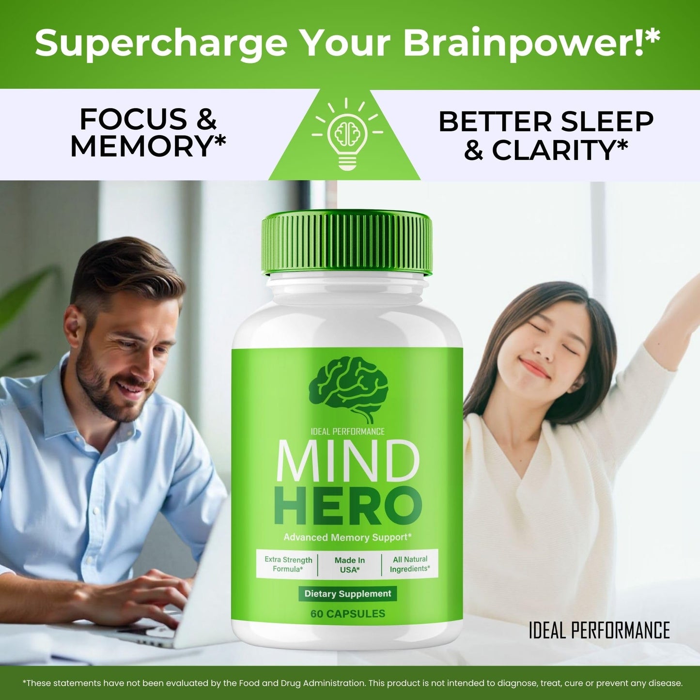 Ideal Performance Mind Hero Capsules Brain Health Support, 180 Capsules