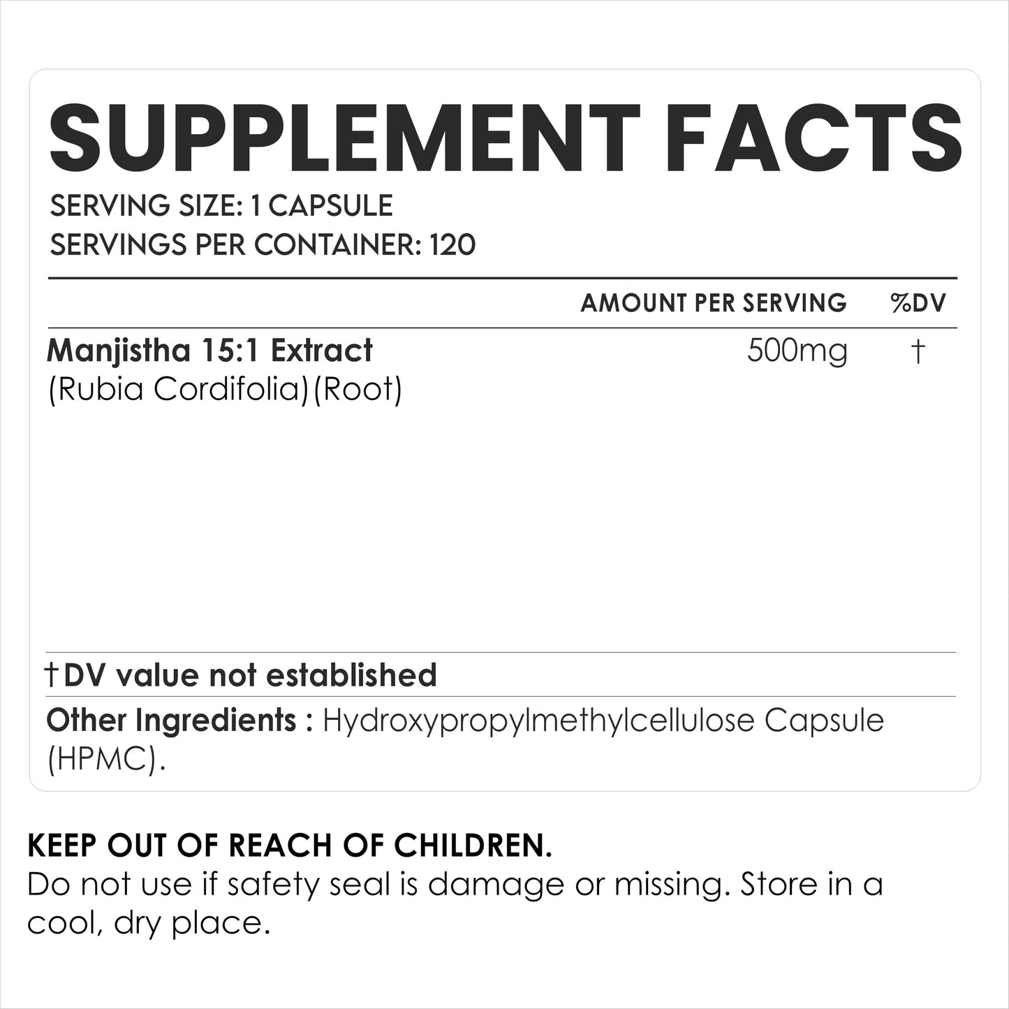 AMALTH Manjistha Capsules 500 mg, 120 Veg Capsules