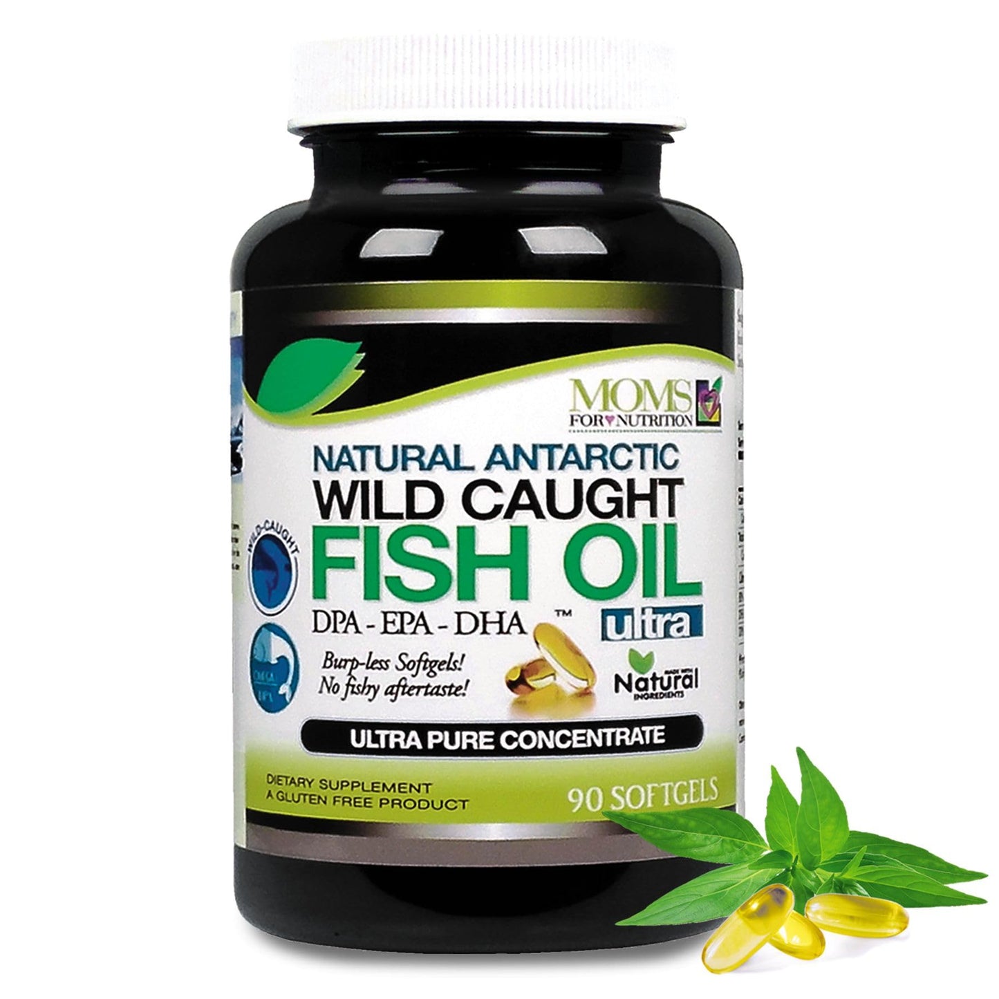 Moms For Nutrition Wild Caught Omega 3 Fish Oil DPA-EPA-DHA 2,900 Milligram Softgel 90 Count