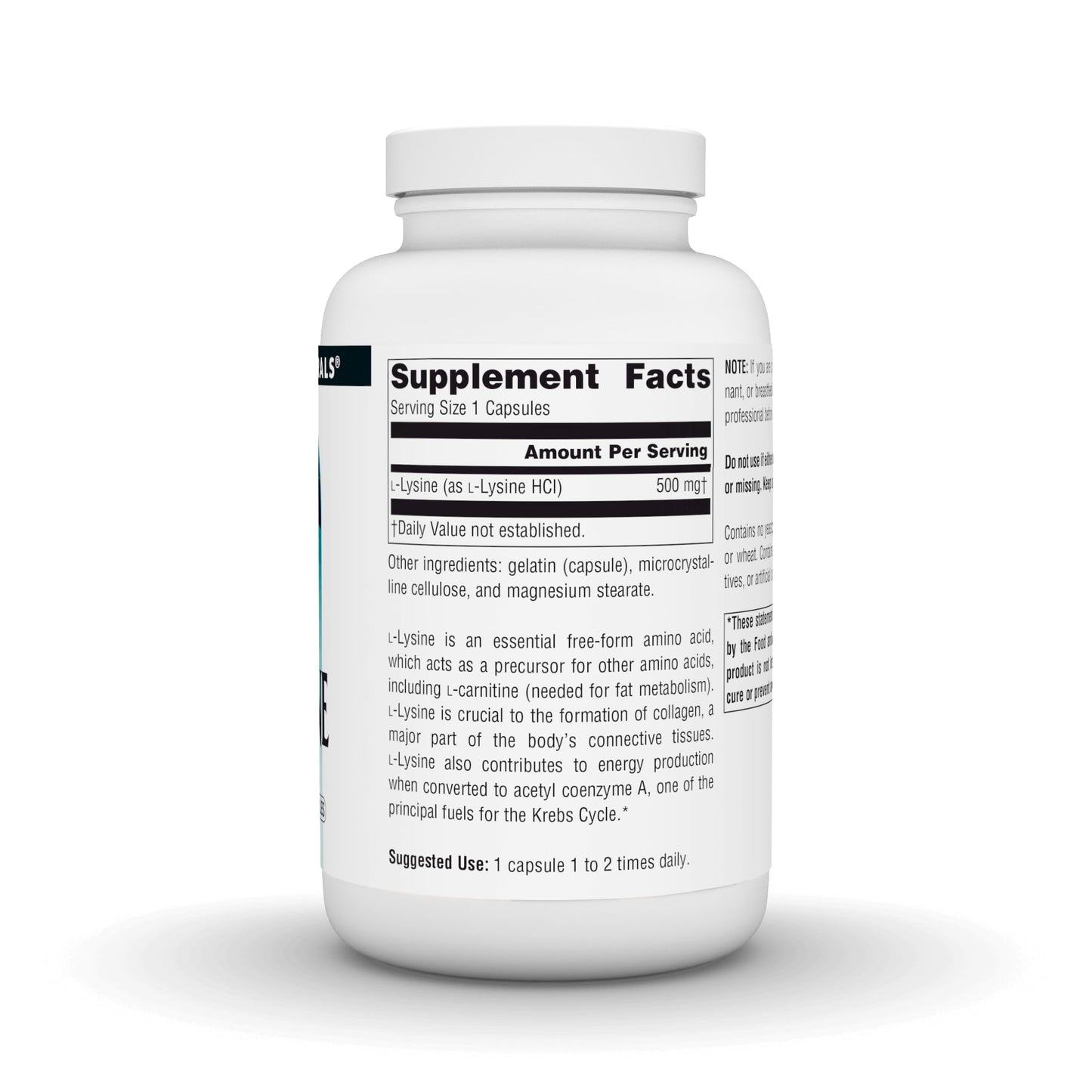 Source Naturals L-Lysine Free Form 500 mg Capsule, 200 Capsules