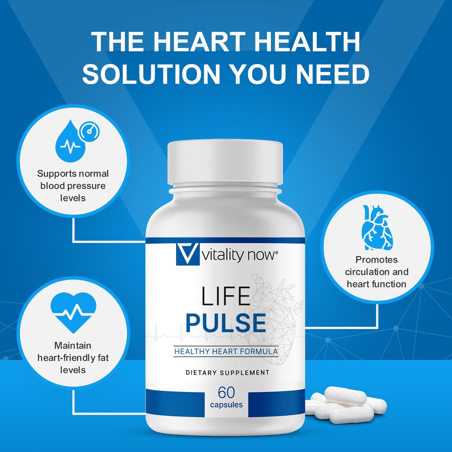 Vitality Now Life Pulse Natural Heart Health Supplement Capsule 60 Count