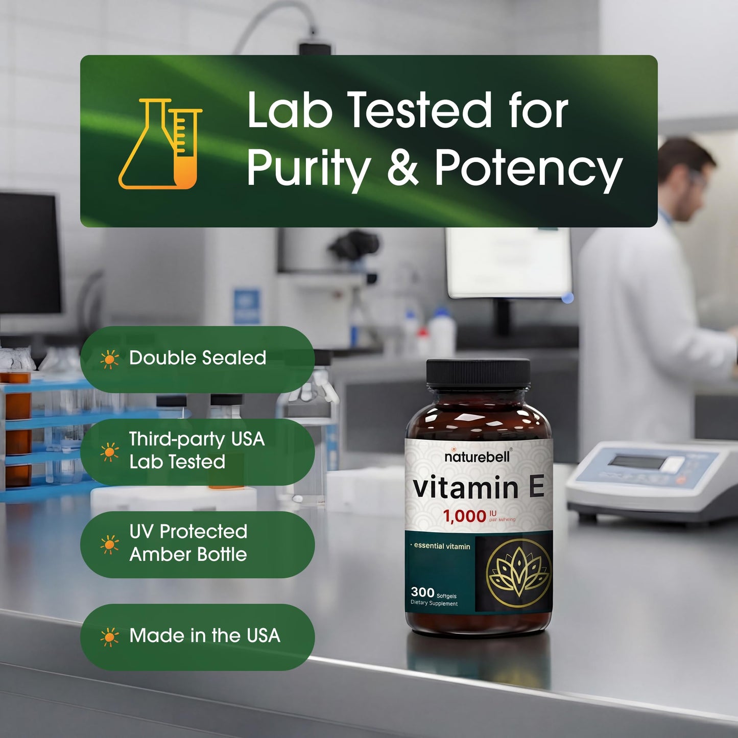 NatureBell Vitamin E 1,000 IU Softgels, 300 Softgels