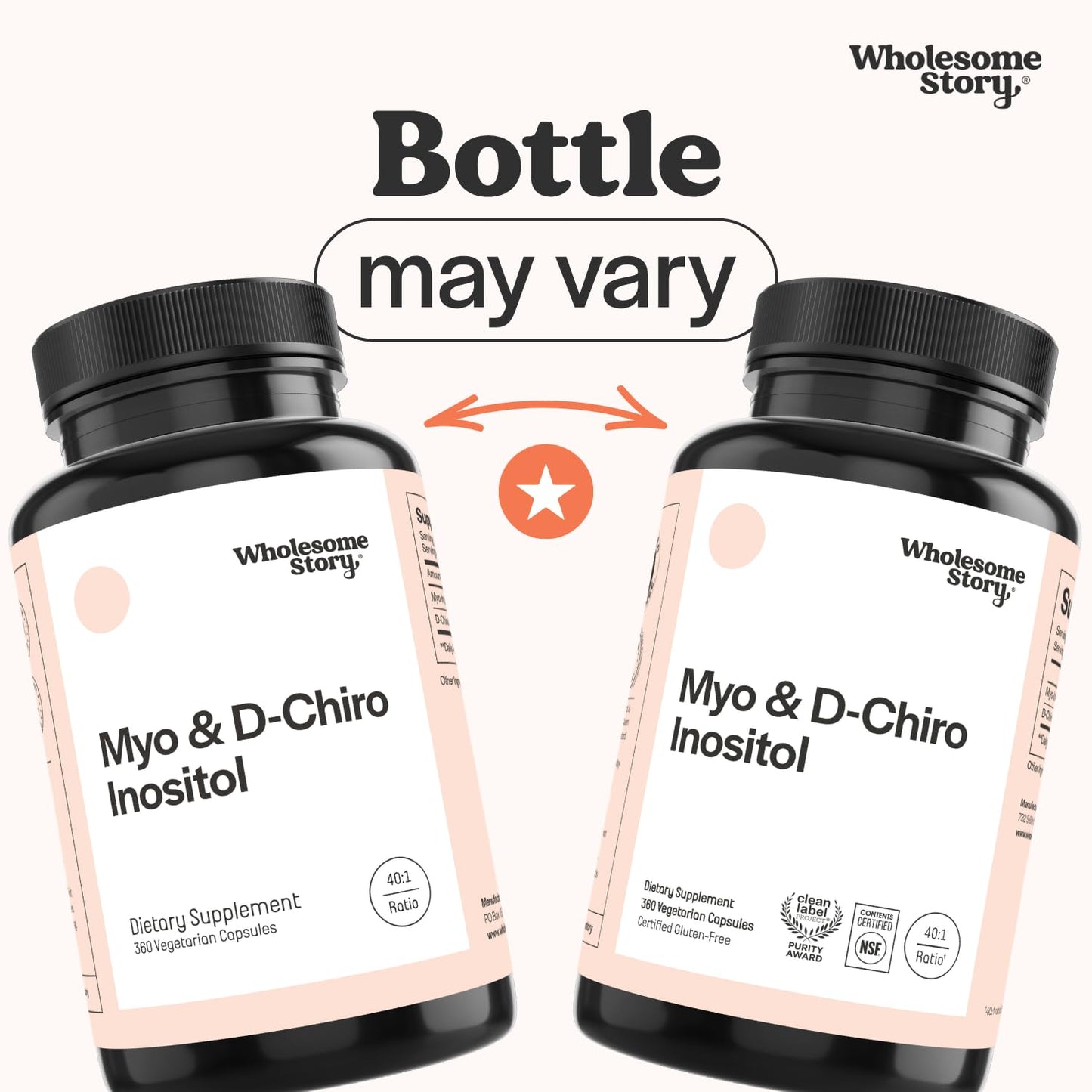 Wholesome Story Myo-Inositol & D-Chiro Inositol Supplement Capsule, 360 Capsules