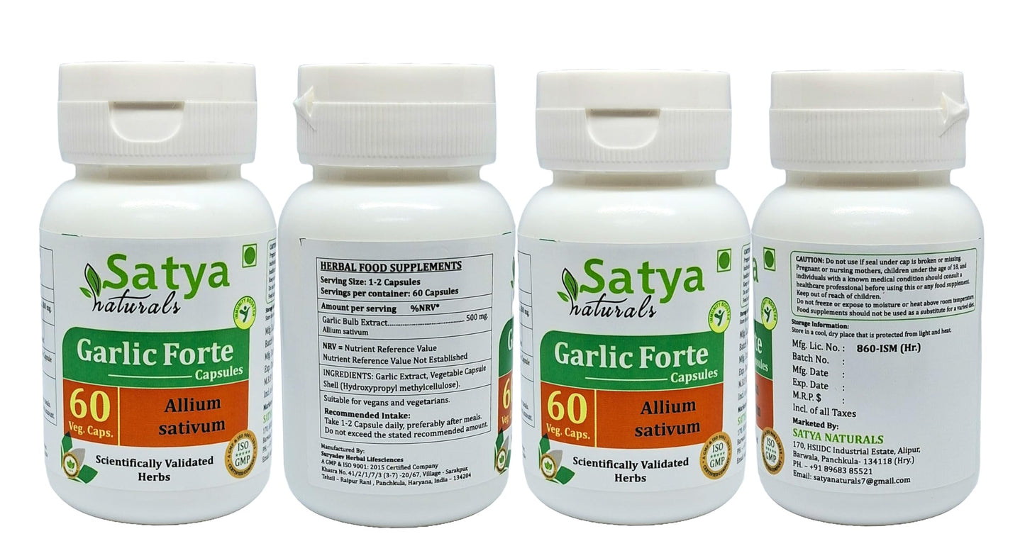 Satya Naturals Garlic Forte 500 mg Capsules, 240 Count