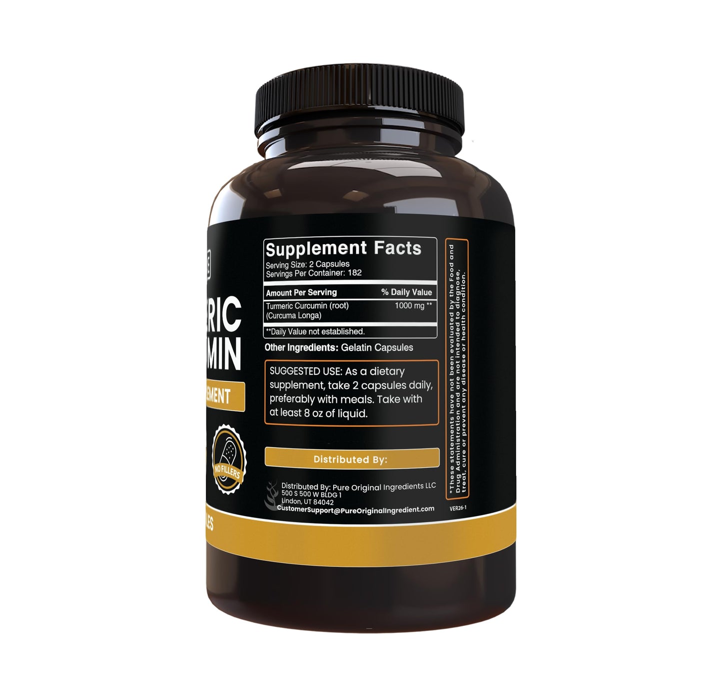 PURE ORIGINAL INGREDIENTS Turmeric Curcumin 365 Capsules