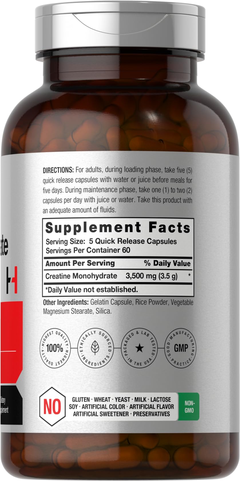 Horbäach Creatine Monohydrate Capsules 3500mg, 300 Count