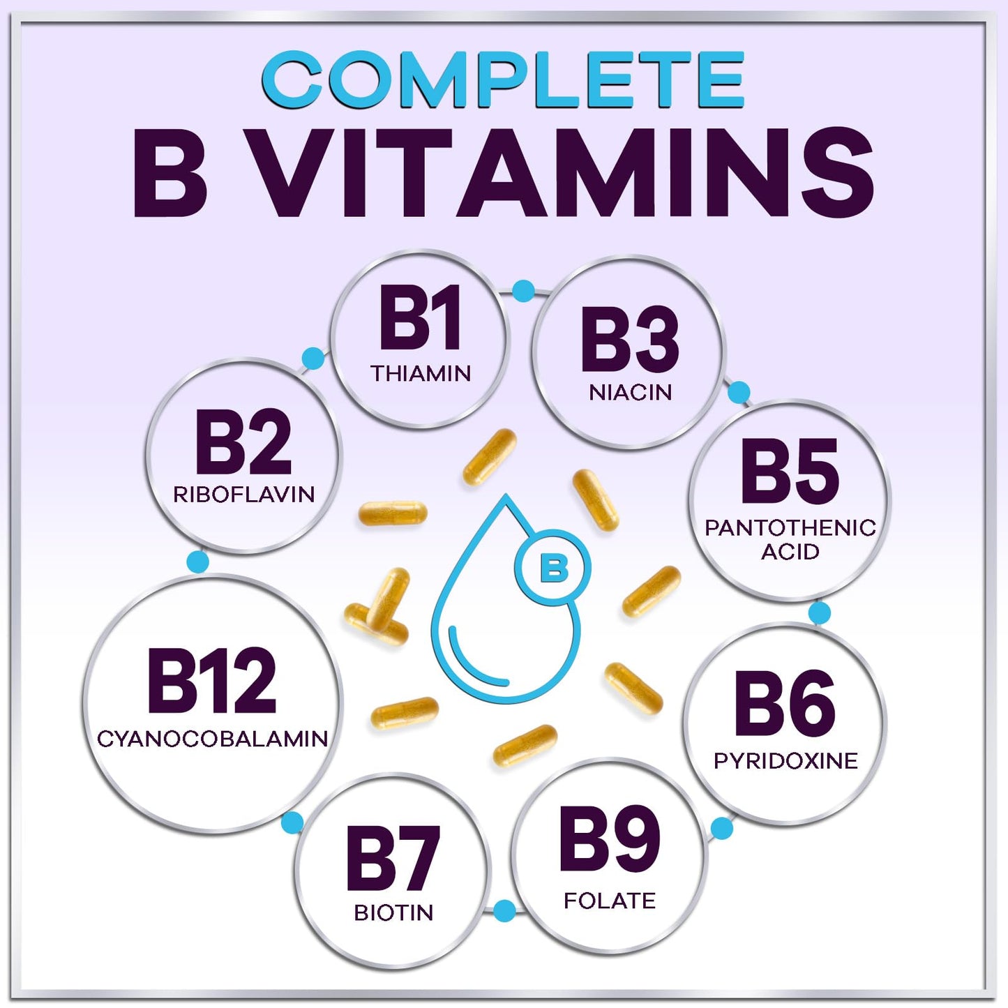 Hello Lovely! B Complex Vitamin Supplement Capsule, 60 Count