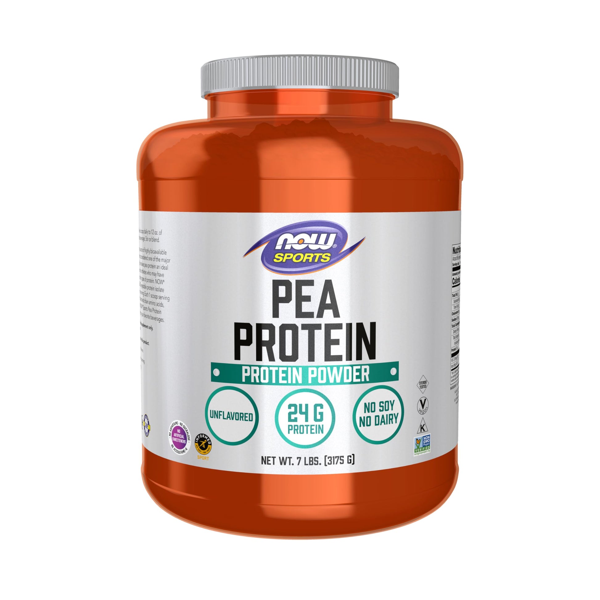 NOW Foods Pea Protein 24 g, Fast Absorbing, Unflavored Powder, 112 Servings