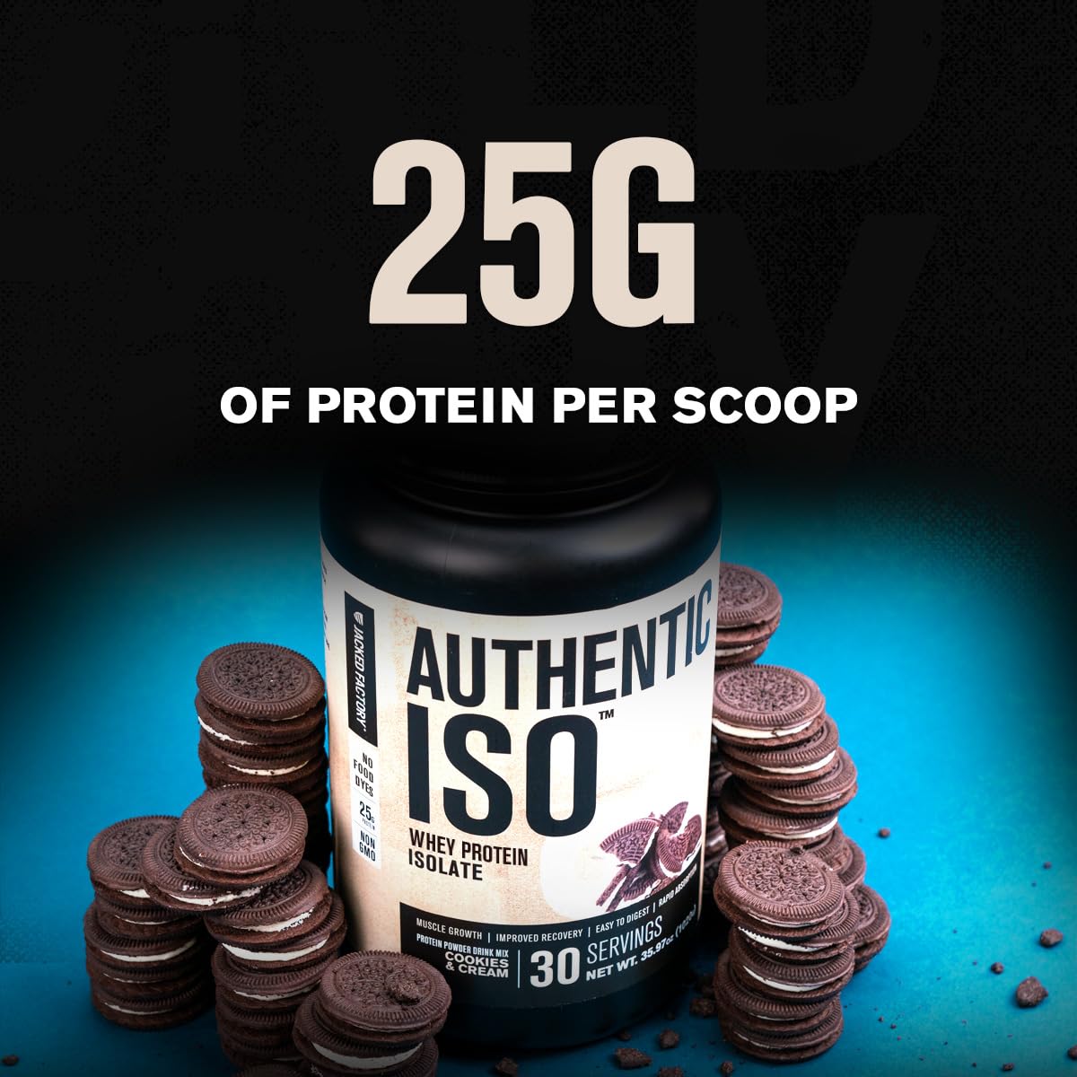 Jacked Factory ISO Whey Protein Isolate Powder Cookies & Cream, 30 Servings