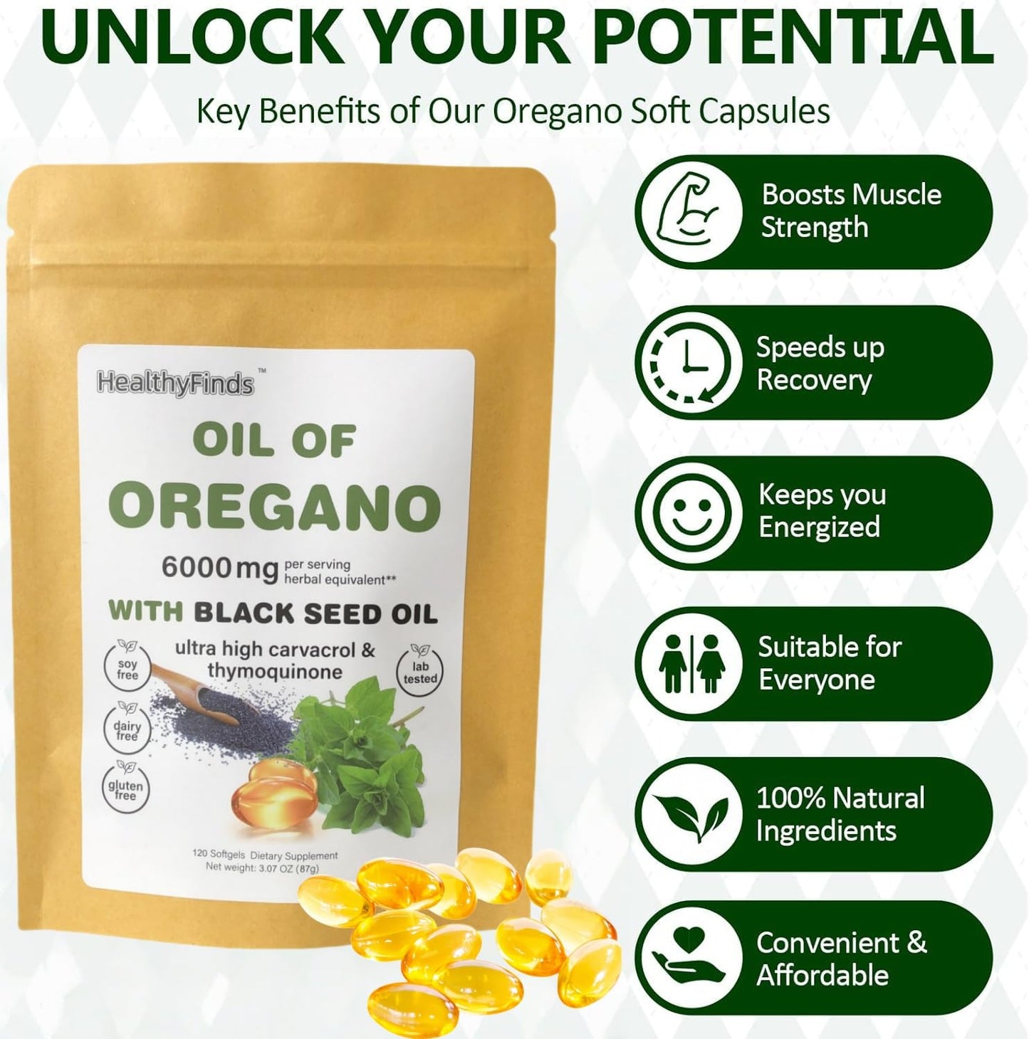 HealthyFinds Oil of Oregano Softgels 120 Count