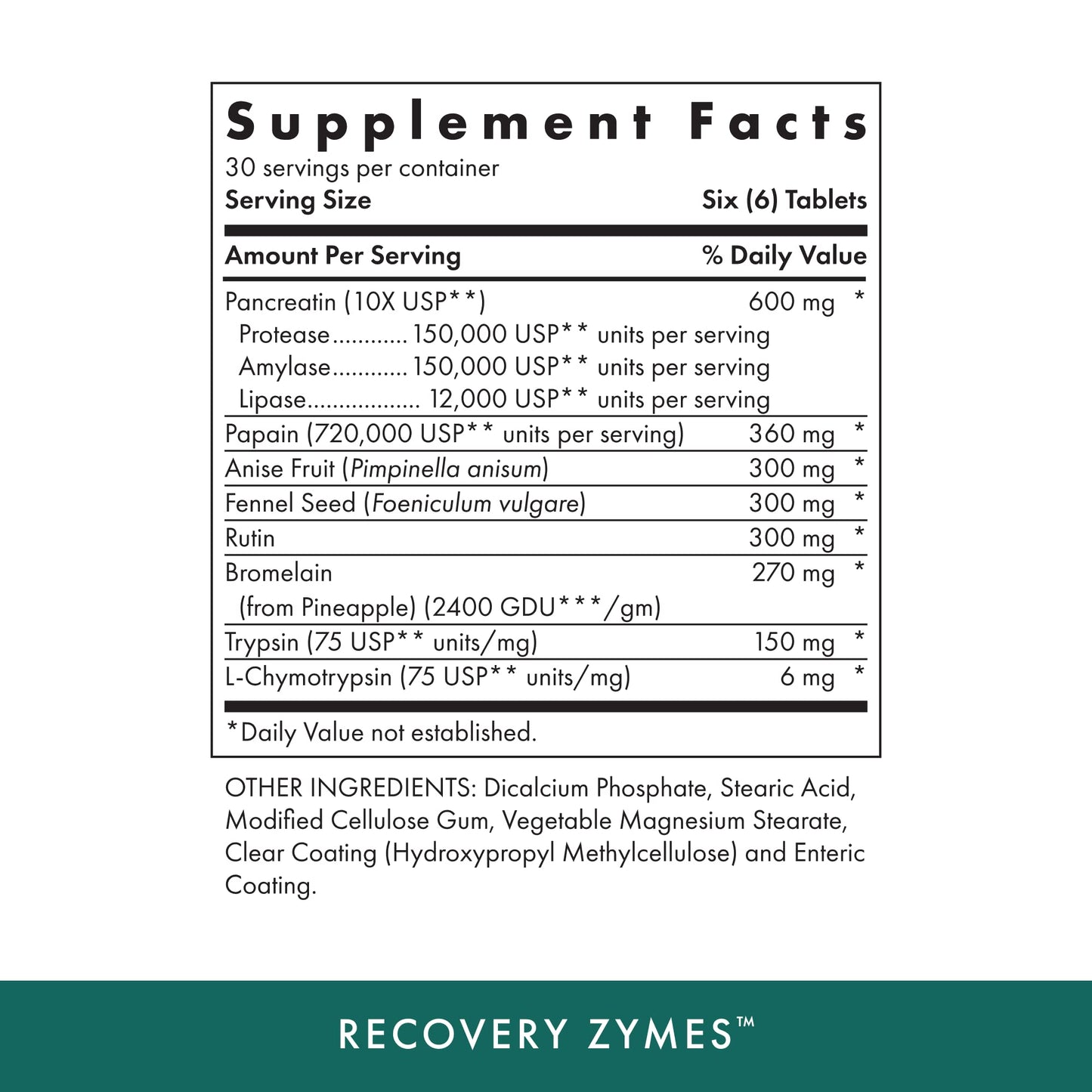 Michael's Recovery Zymes 180 Tablets