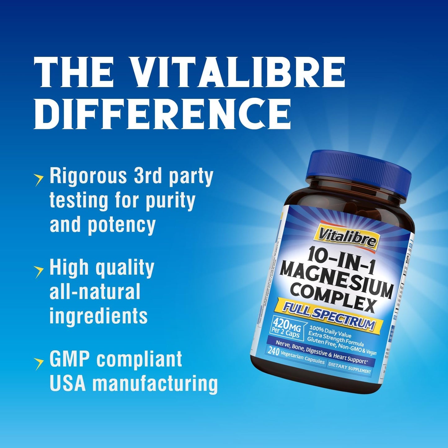 Vitalibre 10 in 1 Magnesium Complex Capsules, 240 Capsules