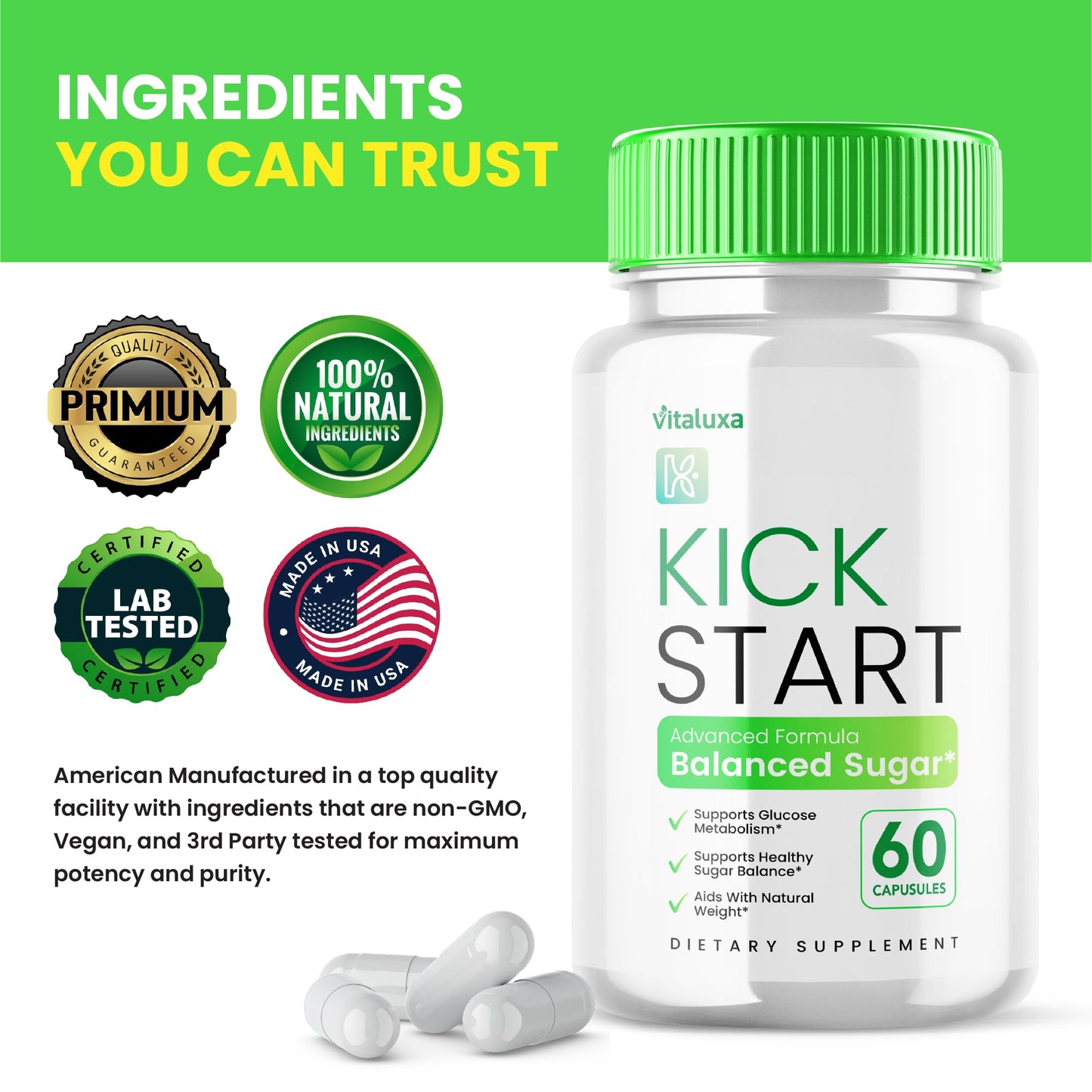 Vitaluxa Kick Start Glyco Optimizer Capsules, 60 Capsules