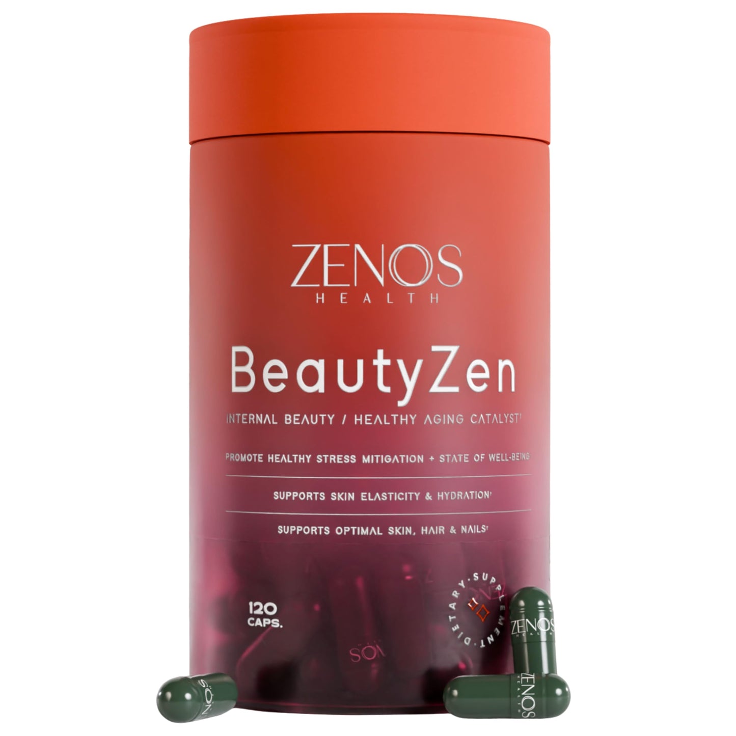 Zenos Health BeautyZen Hair Growth Supplement with DHT Blocker, Biotin, Collagen & Keratin, Antioxidants, Androgen Blocker, Anti-Aging, Keratin Complex, 120 Capsules