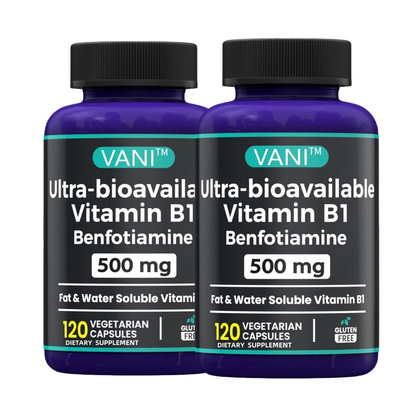 VANI Vitamin B1 with Benfotiamine 500mg Capsules, 120 Count
