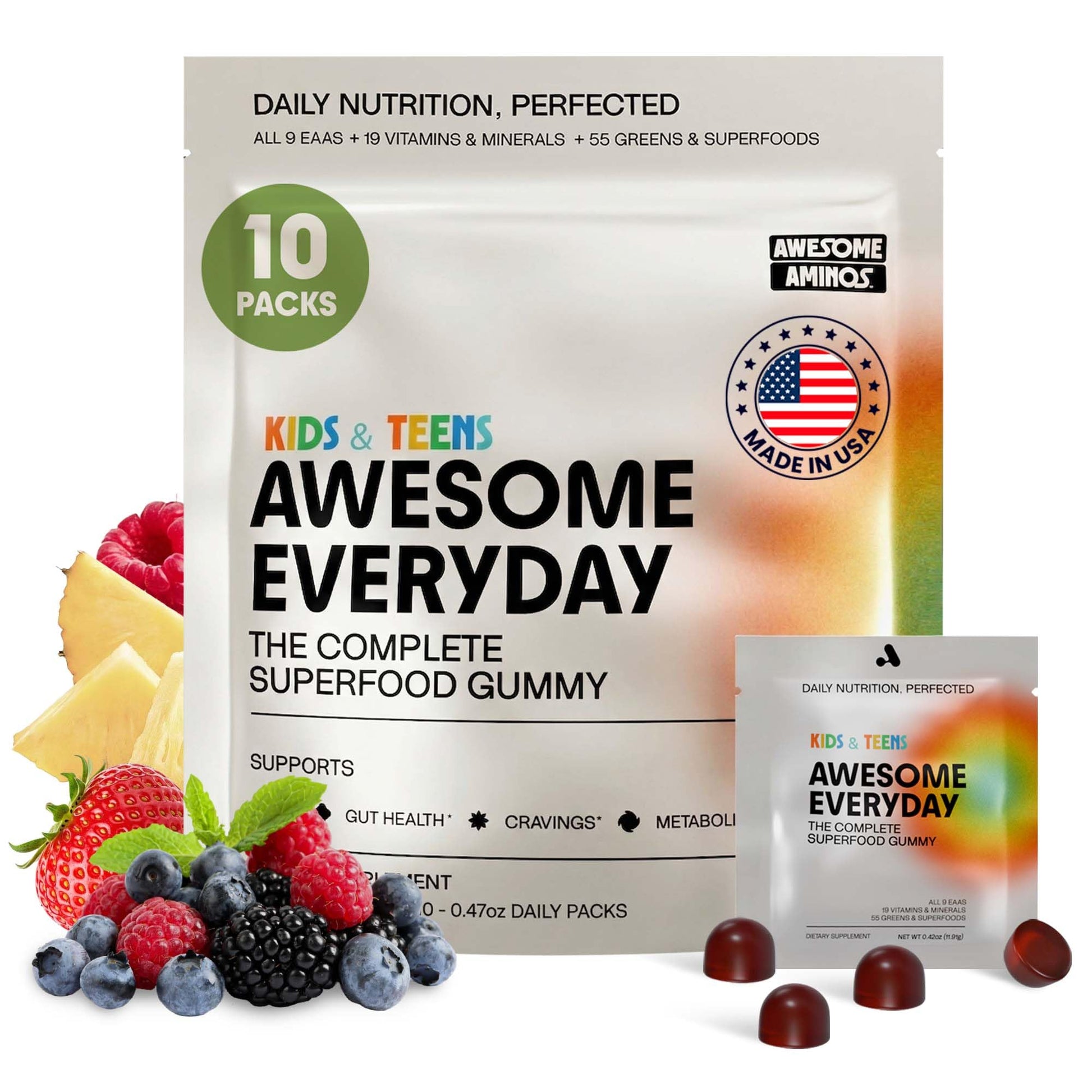 Awesome Aminos Everyday Essential Daily Nutrition Gummies 10 Count