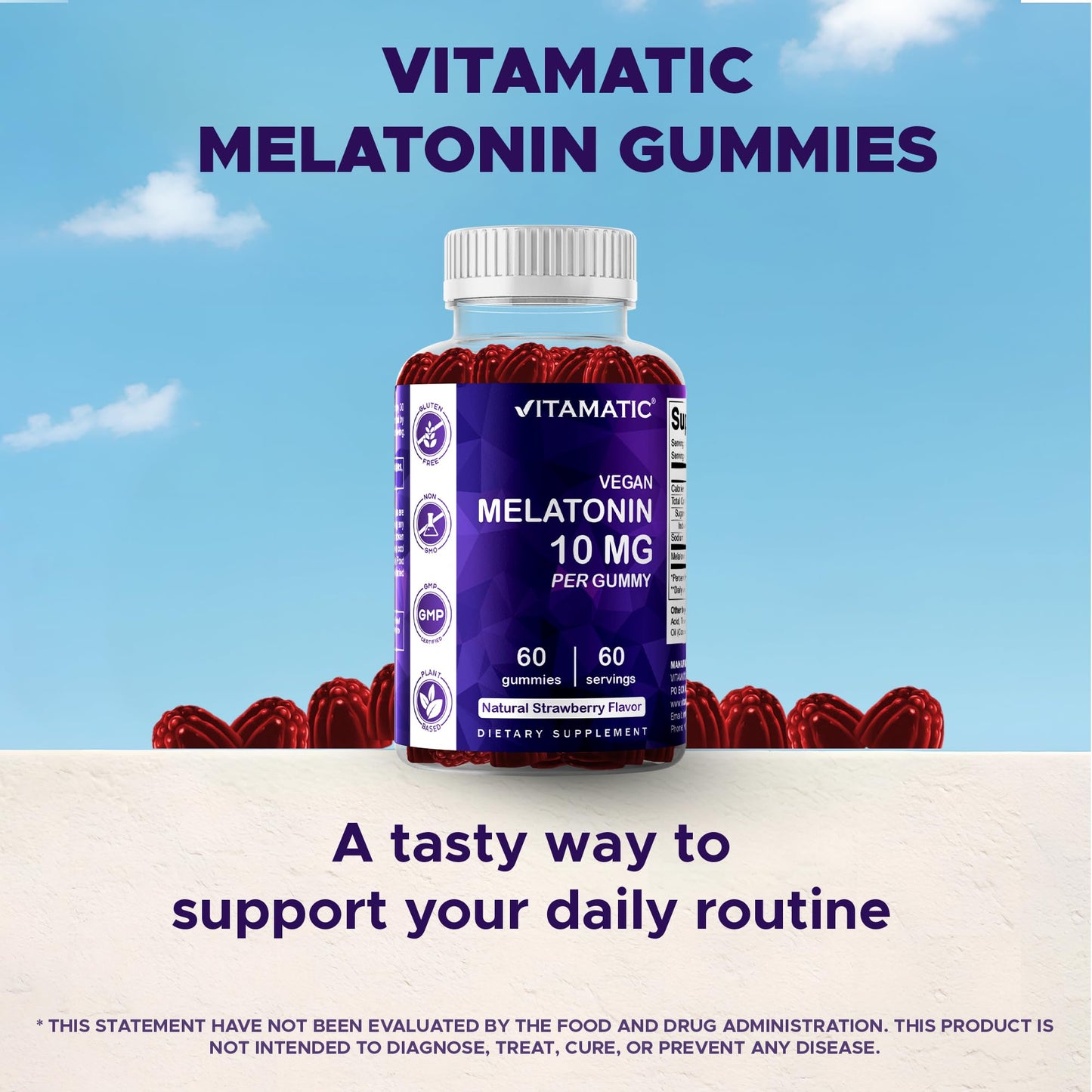 Vitamatic Melatonin 10 mg Vegetarian Gummies, 120 Gummies