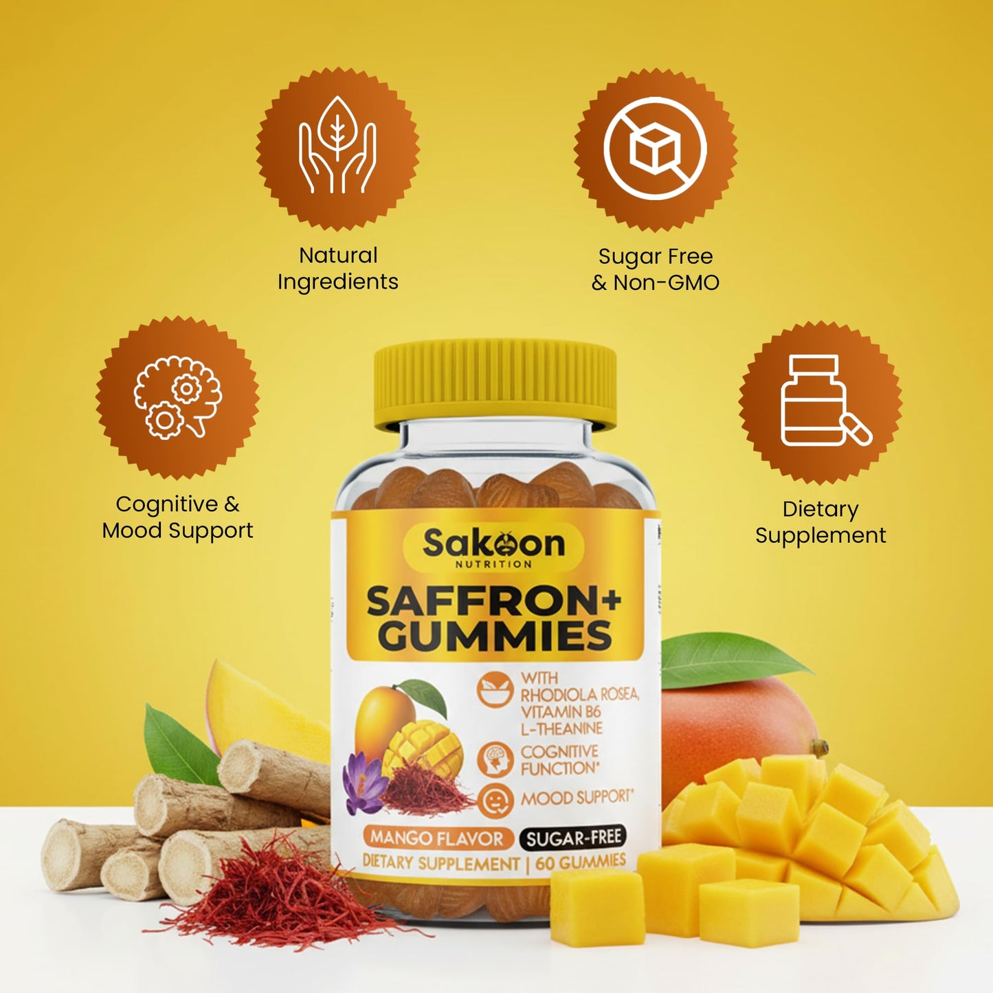 Sakoon Nutrition Saffron Gummies Gummy 90 Count