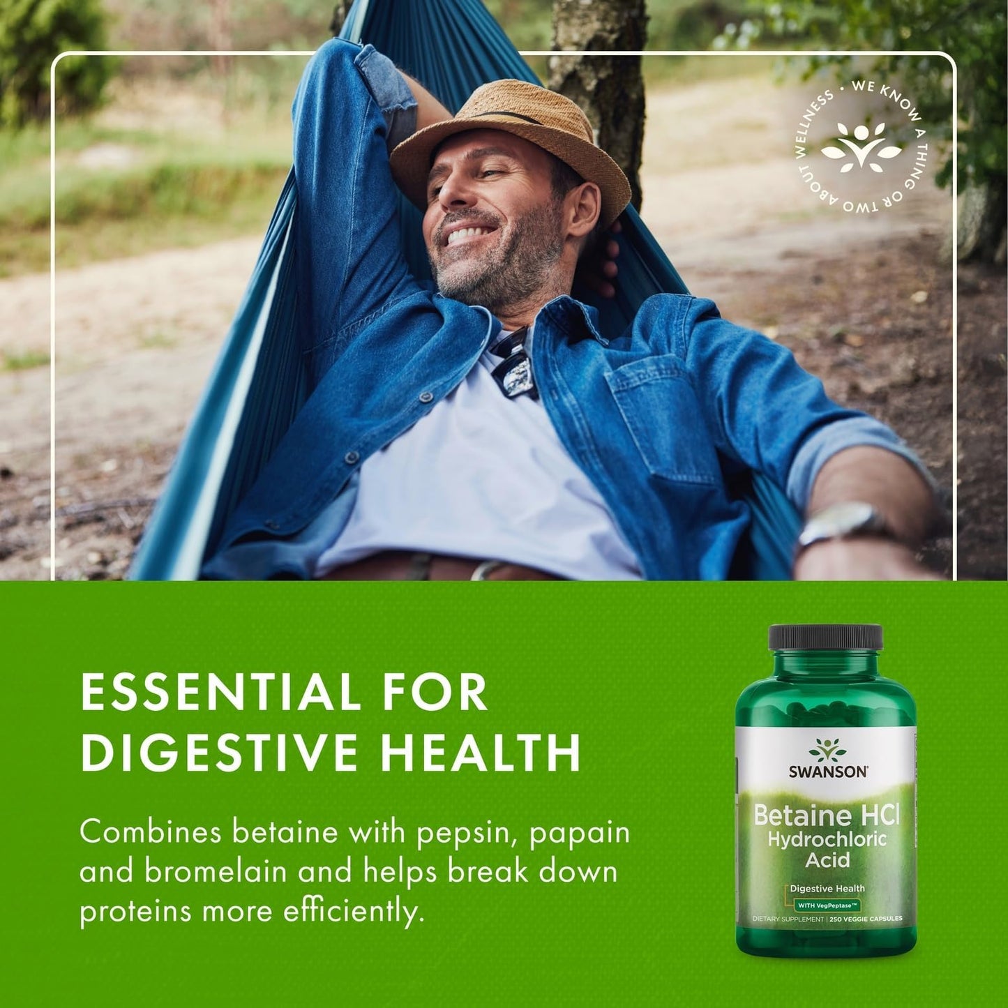 Swanson Hydrochloric Acid with Pepsin 500 Capsules