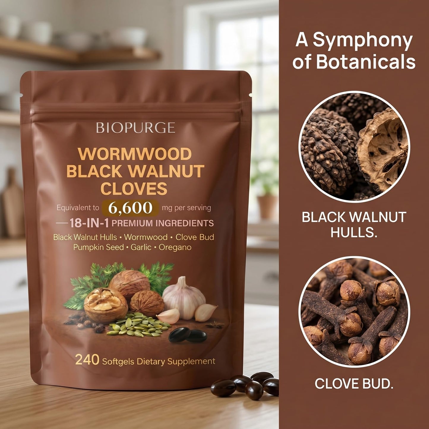 VXMJIY BIOPURGE Wormwood Black Walnut Clove Softgels Capsule 1 Count