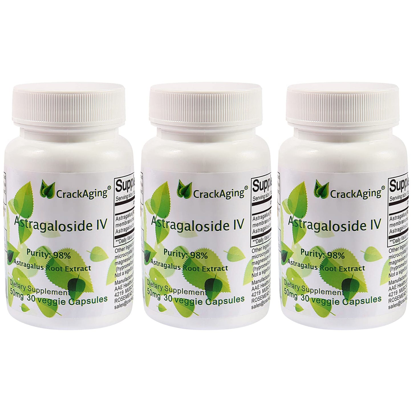 Crackaging Astragaloside IV 98% Enhanced Absorption 50mg 90 Capsules