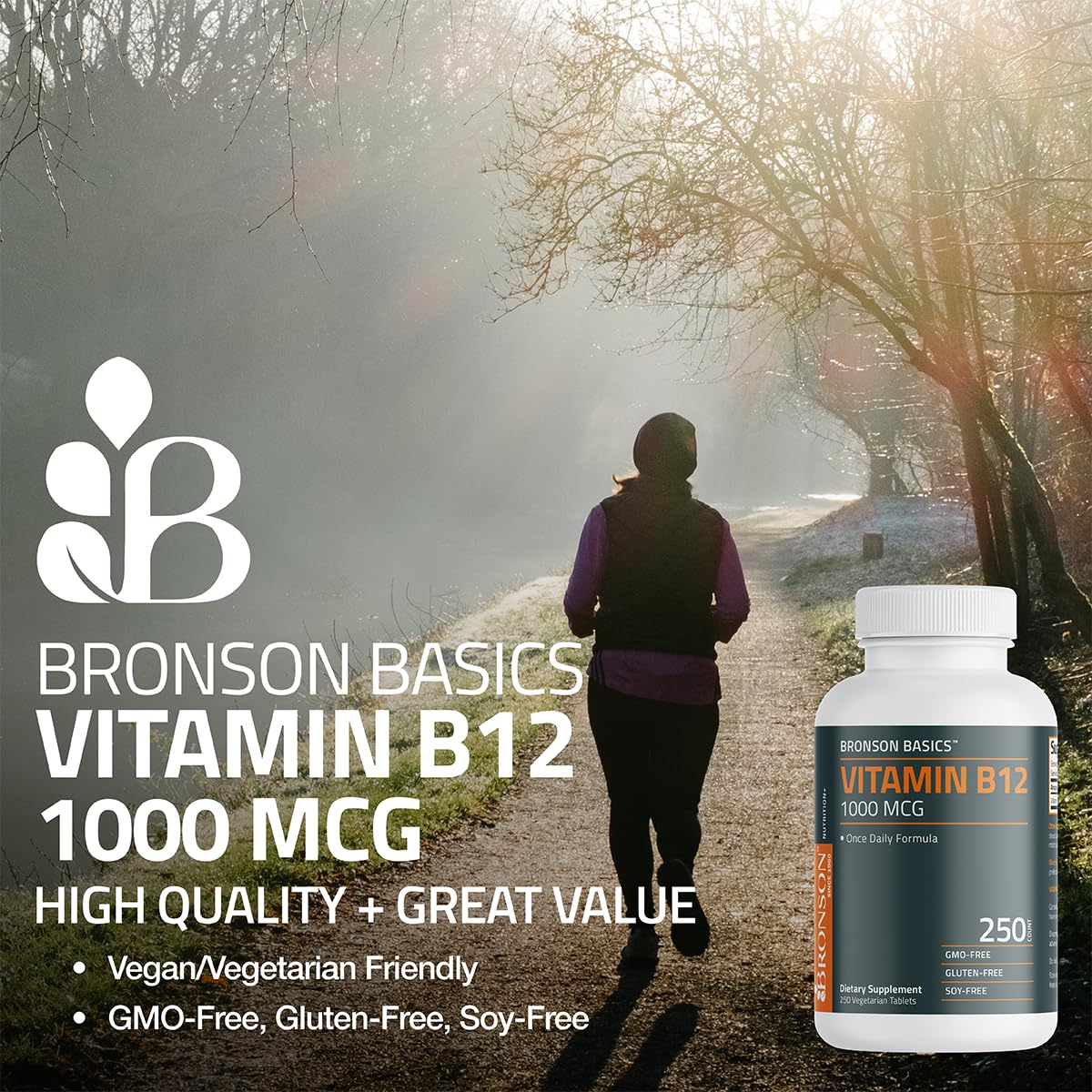 Bronson Vitamin B12 1000mcg Once Daily Formula Non-GMO Tablets 250 Count