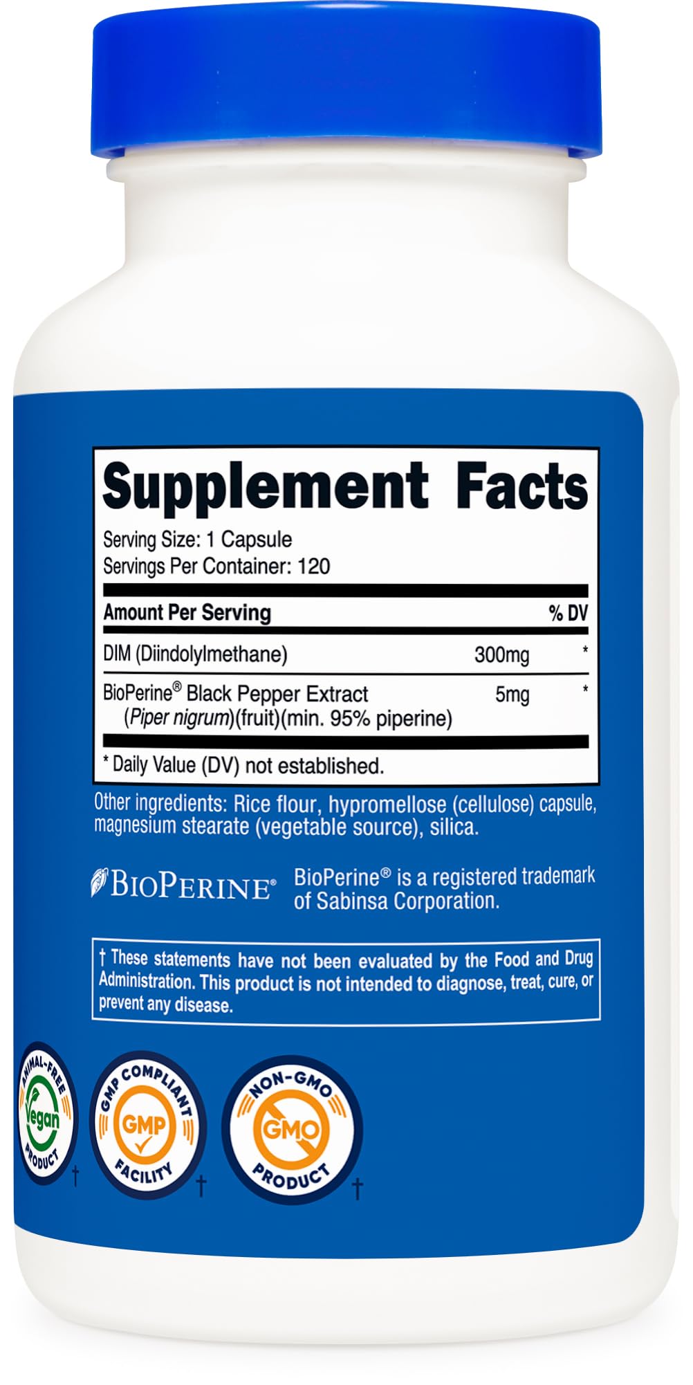 Nutricost DIM (Diindolylmethane) Plus BioPerine 300mg Capsules, 120 Count