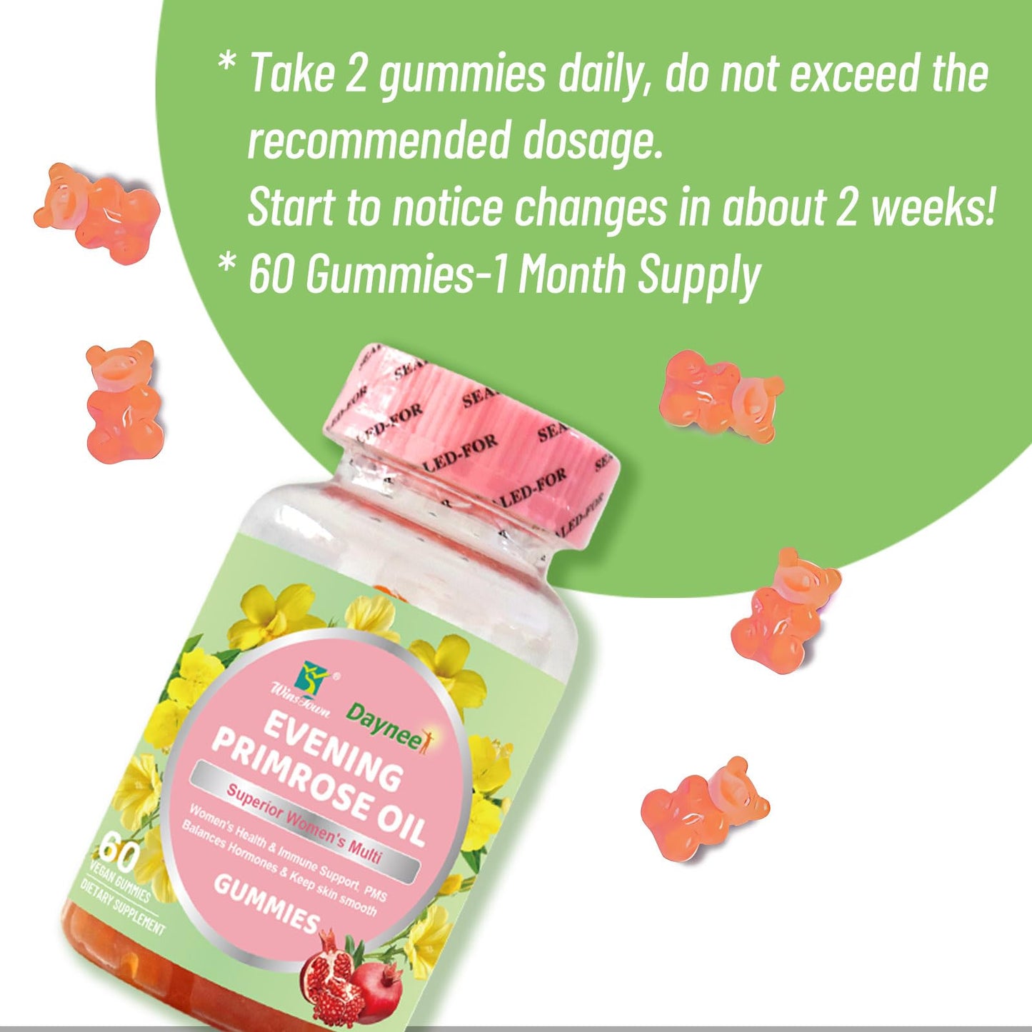 Wins Town Evening Primrose Oil Gummies for Women, 60 Count
