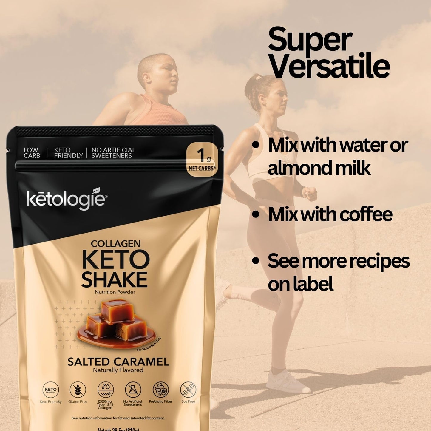 Ketologie Keto Collagen Shake Powder Salted Caramel 28.5