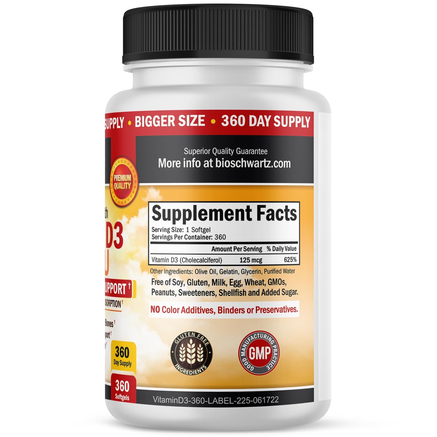 BioSchwartz Elderberry Gummies with Zinc, Vitamin C, and Vitamin D3 5000 IU (125 mcg), 420 Gummies