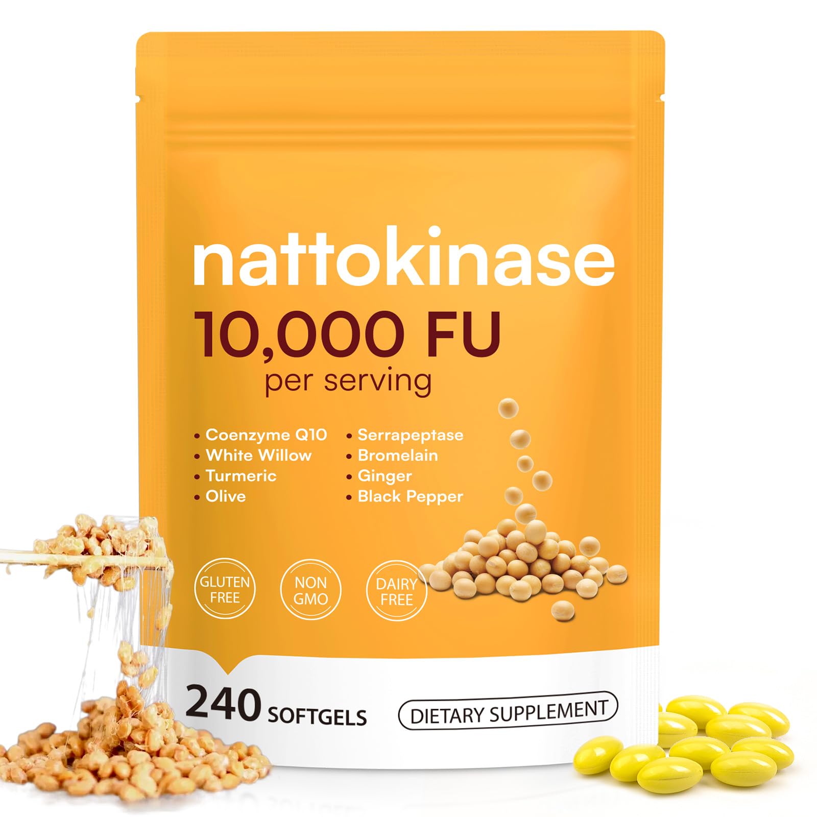 FANGCUN 8 in 1 Nattokinase Softgels, 240 Softgels