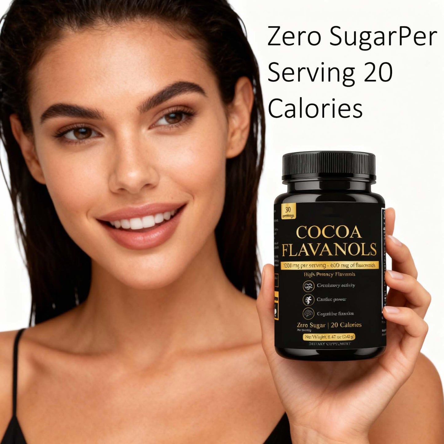 ZYGCDZ High Flavanol Cocoa Powder Supplement with 1200mg Flavanols & Flavonoids (600mg Epicatechin) for Heart Health, Nitric Oxide Support & Energy, 10X More Flavanols Than Regular Cocoa Powder 8.47 Ounce