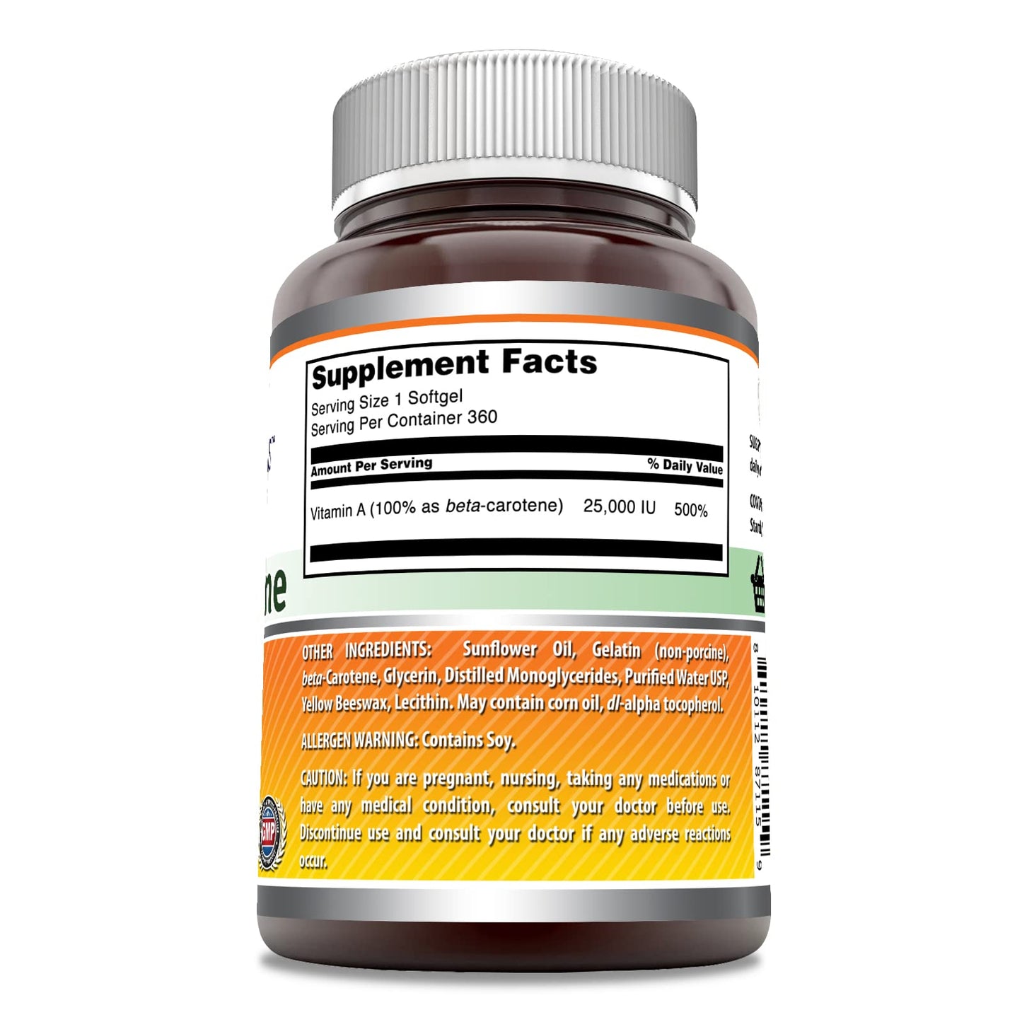 Amazing Nutrition Beta Carotene Supplement, 360 Softgels