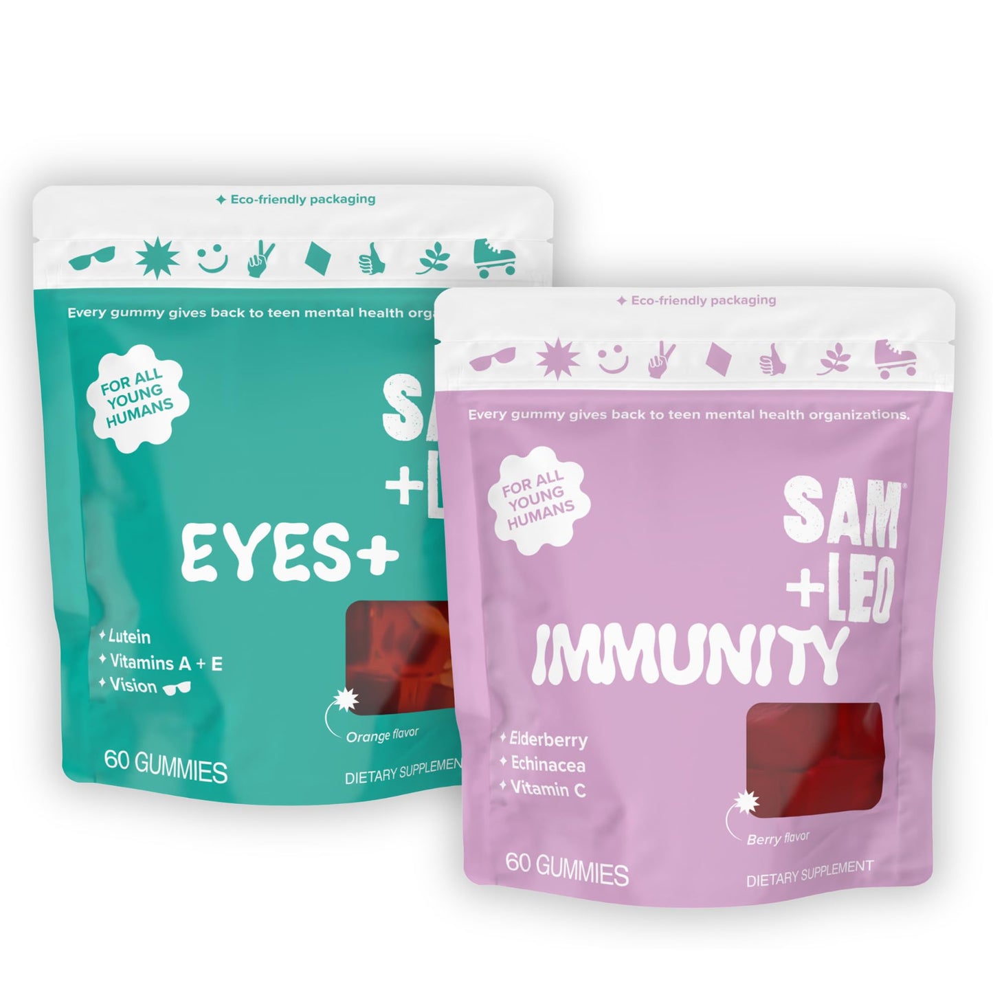 SAM+LEO Eye & Immunity Gummies for Kids & Teens, 120 Gummies